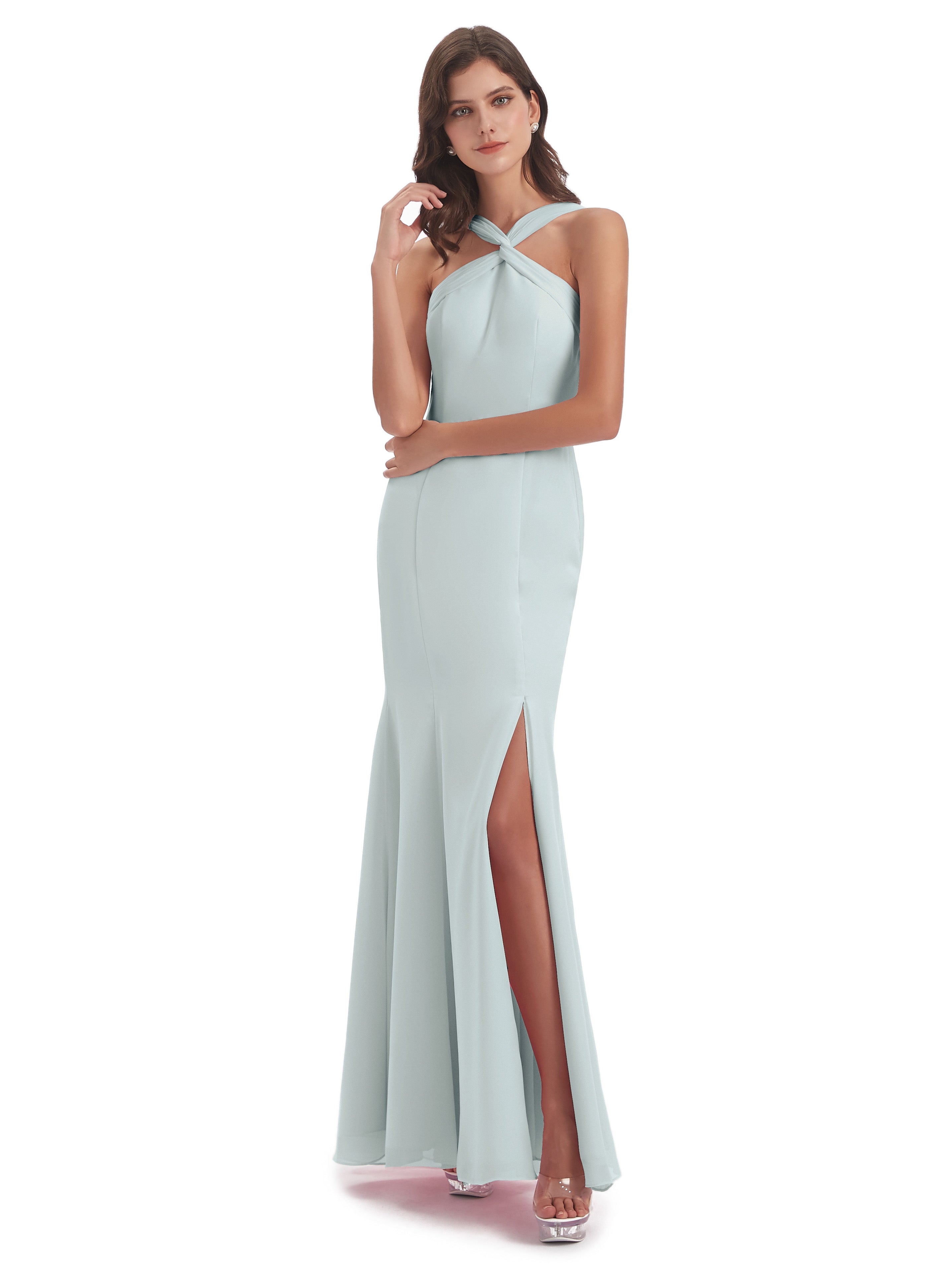 Aubrey Hourglass Halter Chiffon Bridesmaid Dresses