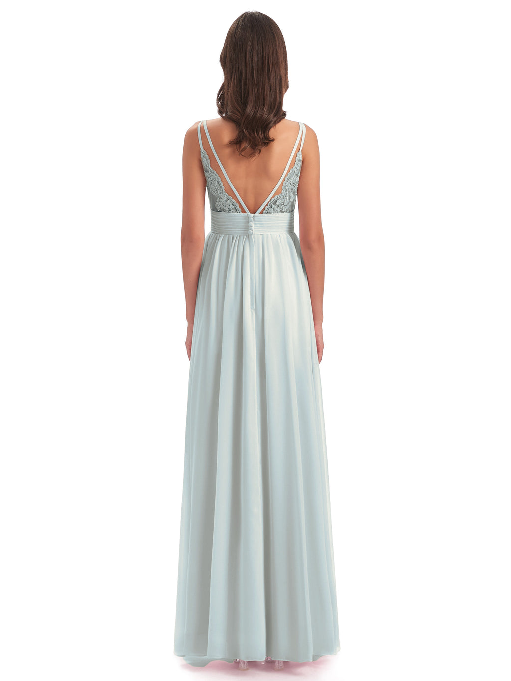 Ava Spaghetti Straps V-Neck Long Bridesmaid Dresses