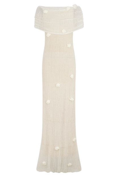Brynn Orchid Knit Maxi Dress - Ivory