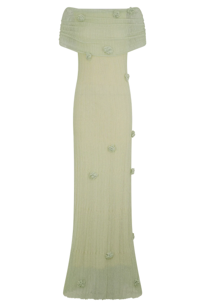 Brynn Orchid Knit Maxi Dress - Pastel Green