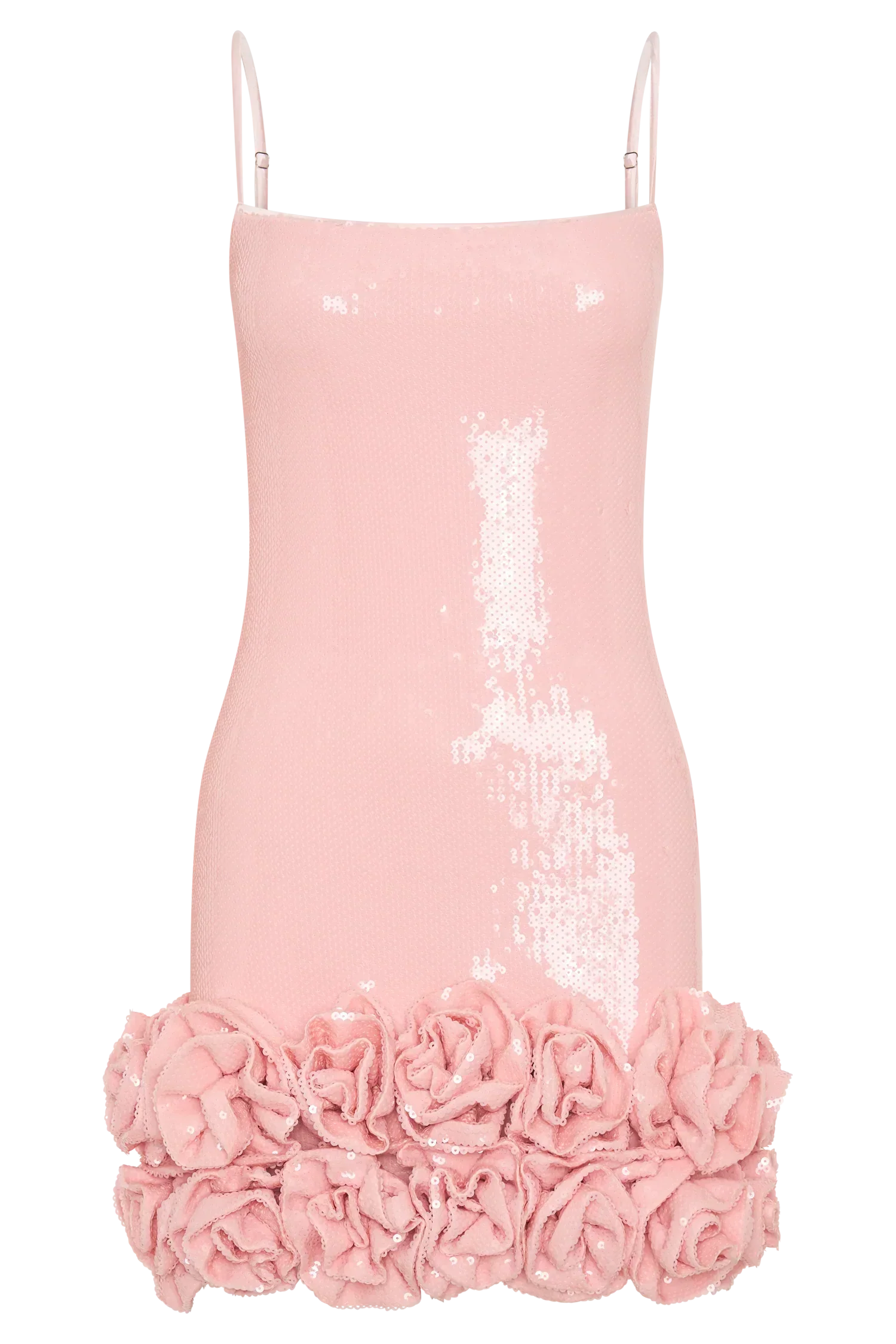 Faye Sequin Flower Mini Dress - Pale Pink