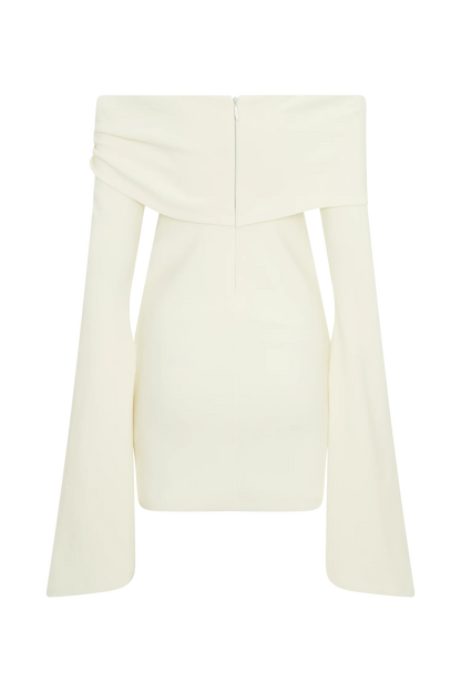 Dominique Off Shoulder Long Sleeve Mini Dress - Ivory