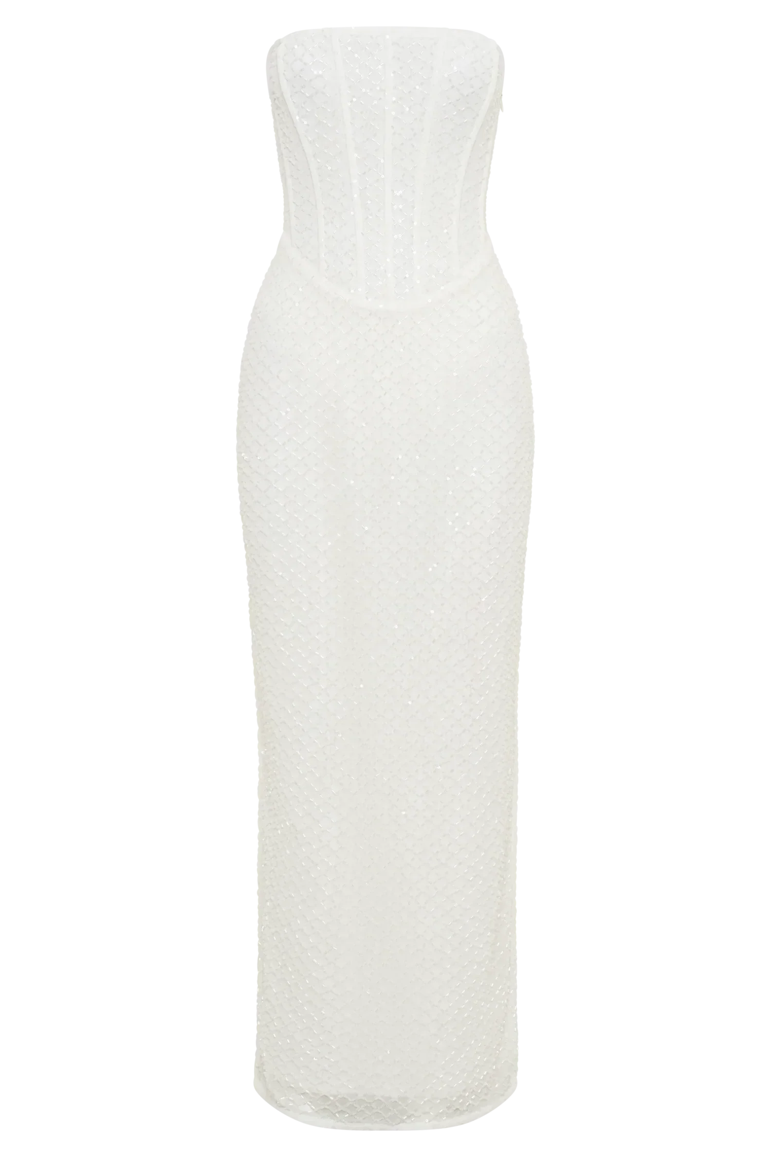 Gemma Strapless Sequin Maxi Dress - White