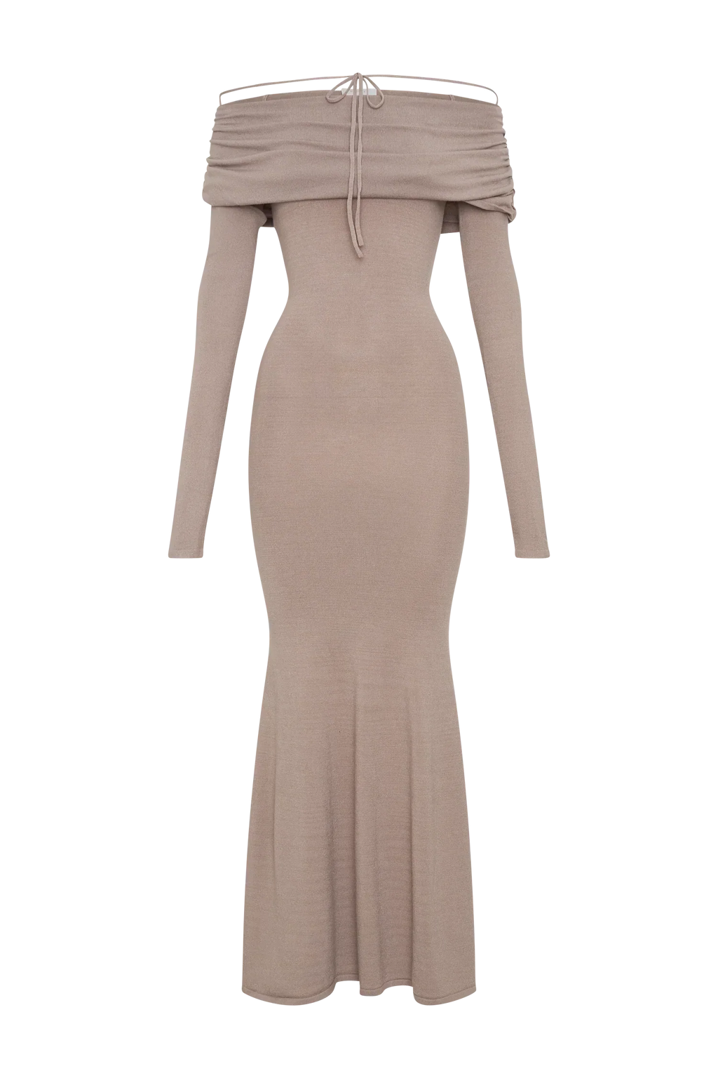 Georgiana Off Shoulder Knit Midi Dress - Stone Marle