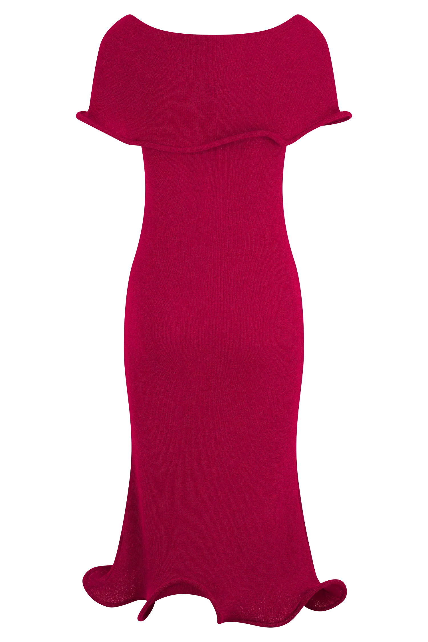 Molly Off Shoulder Knit Midi Dress - Raspberry