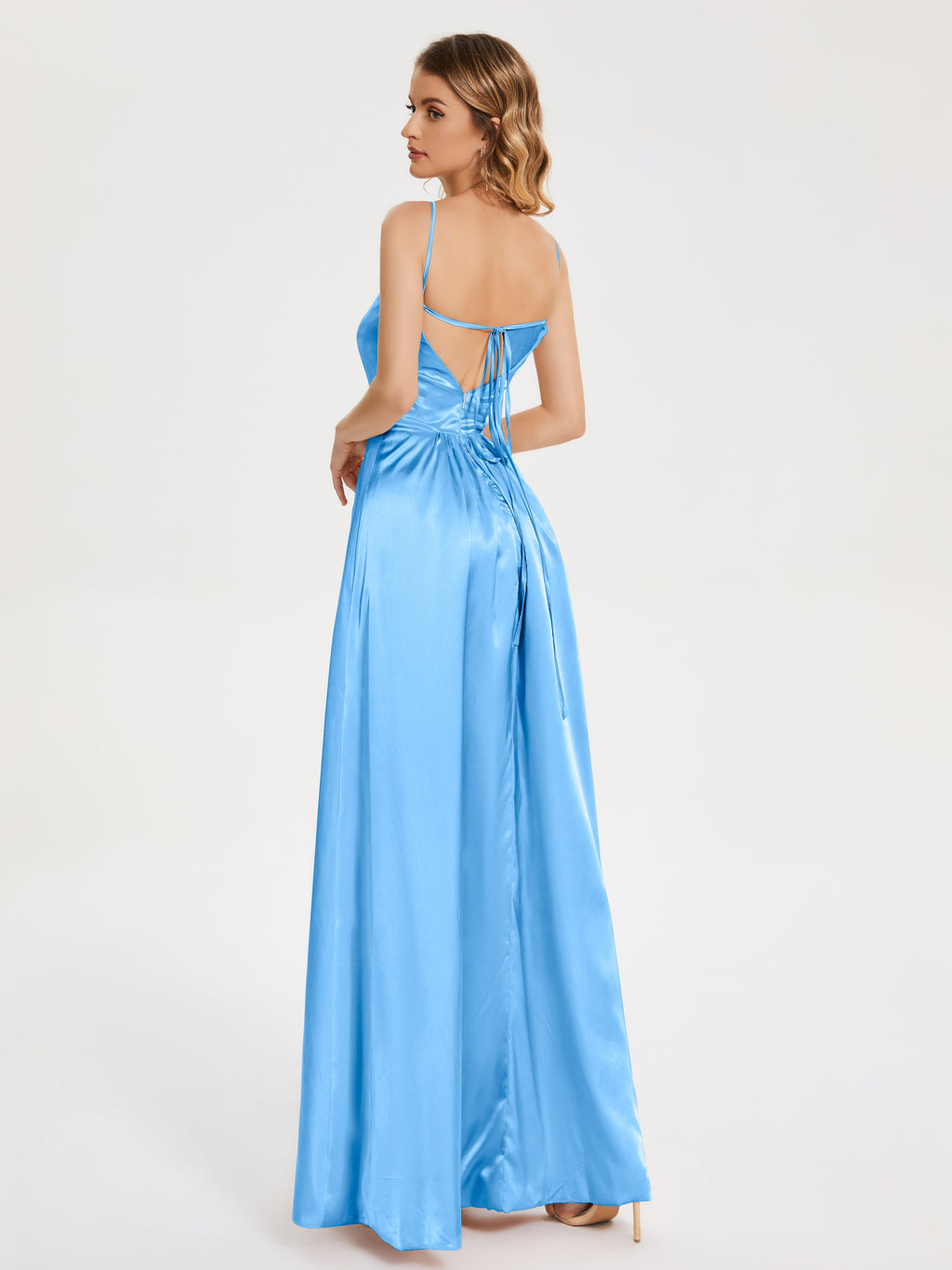 Miriam Backless Soft Satin Bridesmaid Dress with Slit