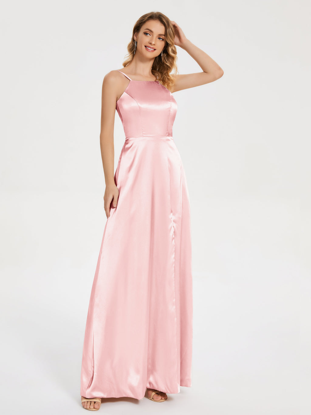 Miriam Backless Soft Satin Bridesmaid Dress with Slit