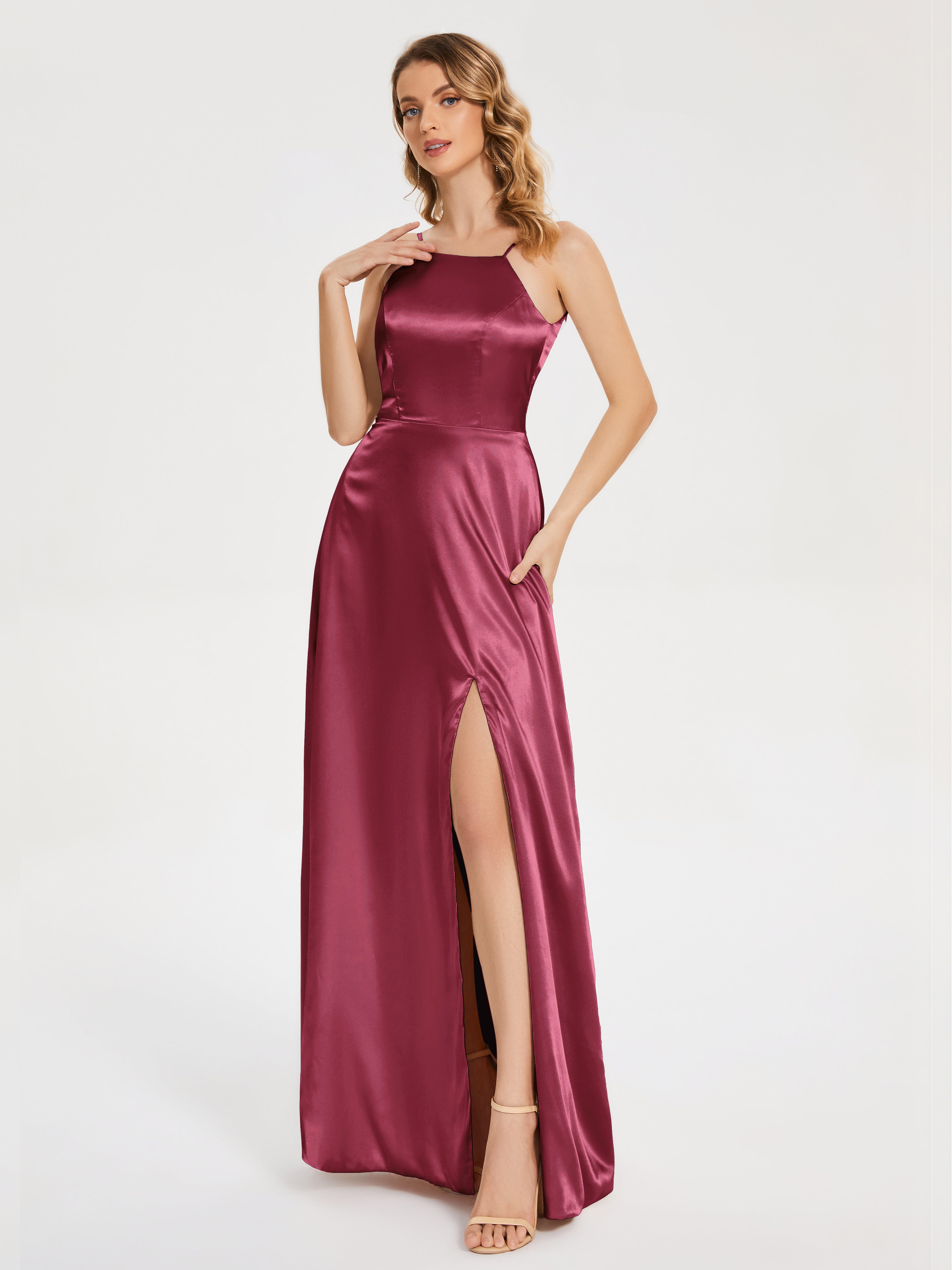 Miriam Backless Soft Satin Bridesmaid Dress with Slit