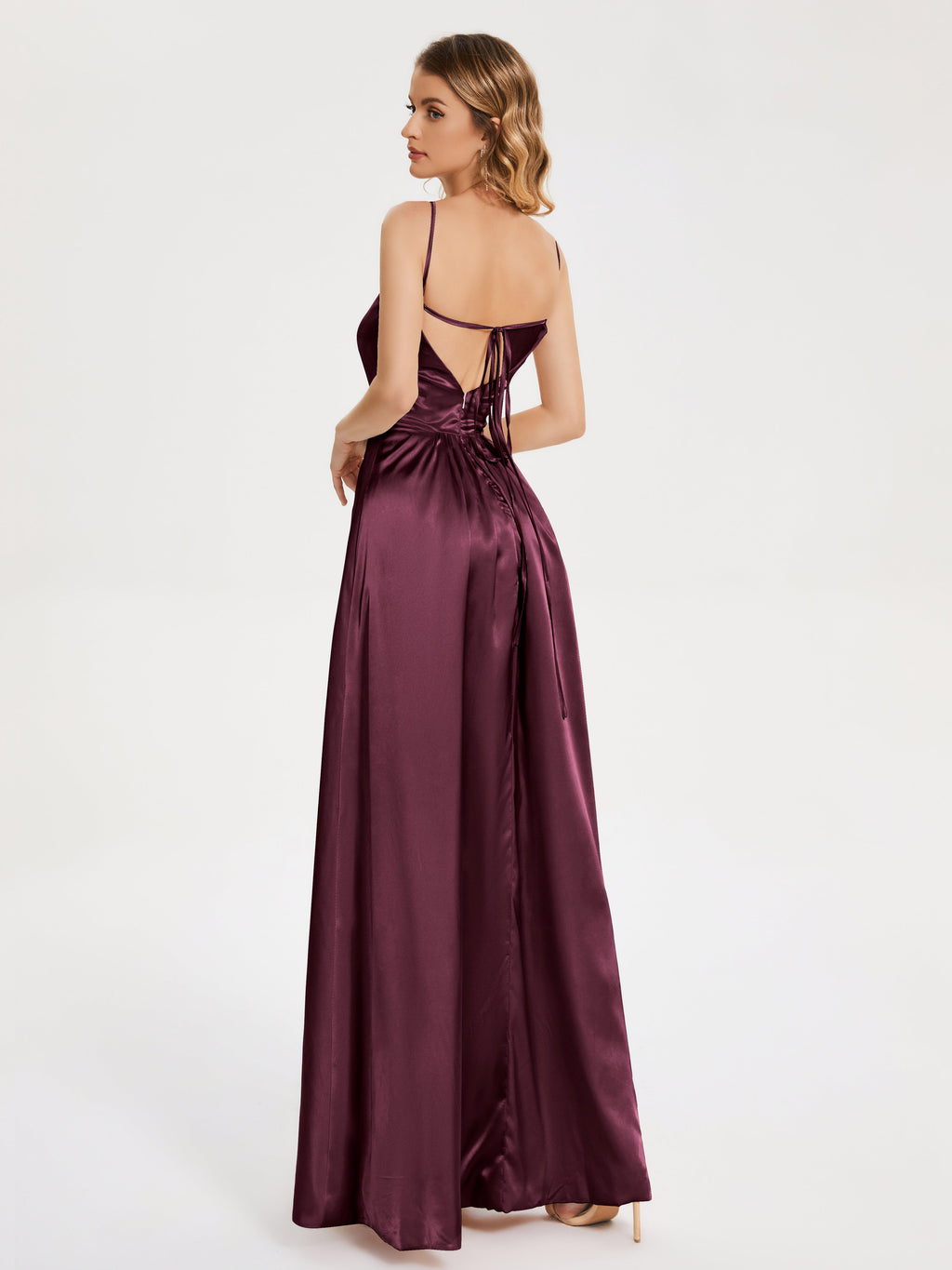 Miriam Backless Soft Satin Bridesmaid Dress with Slit