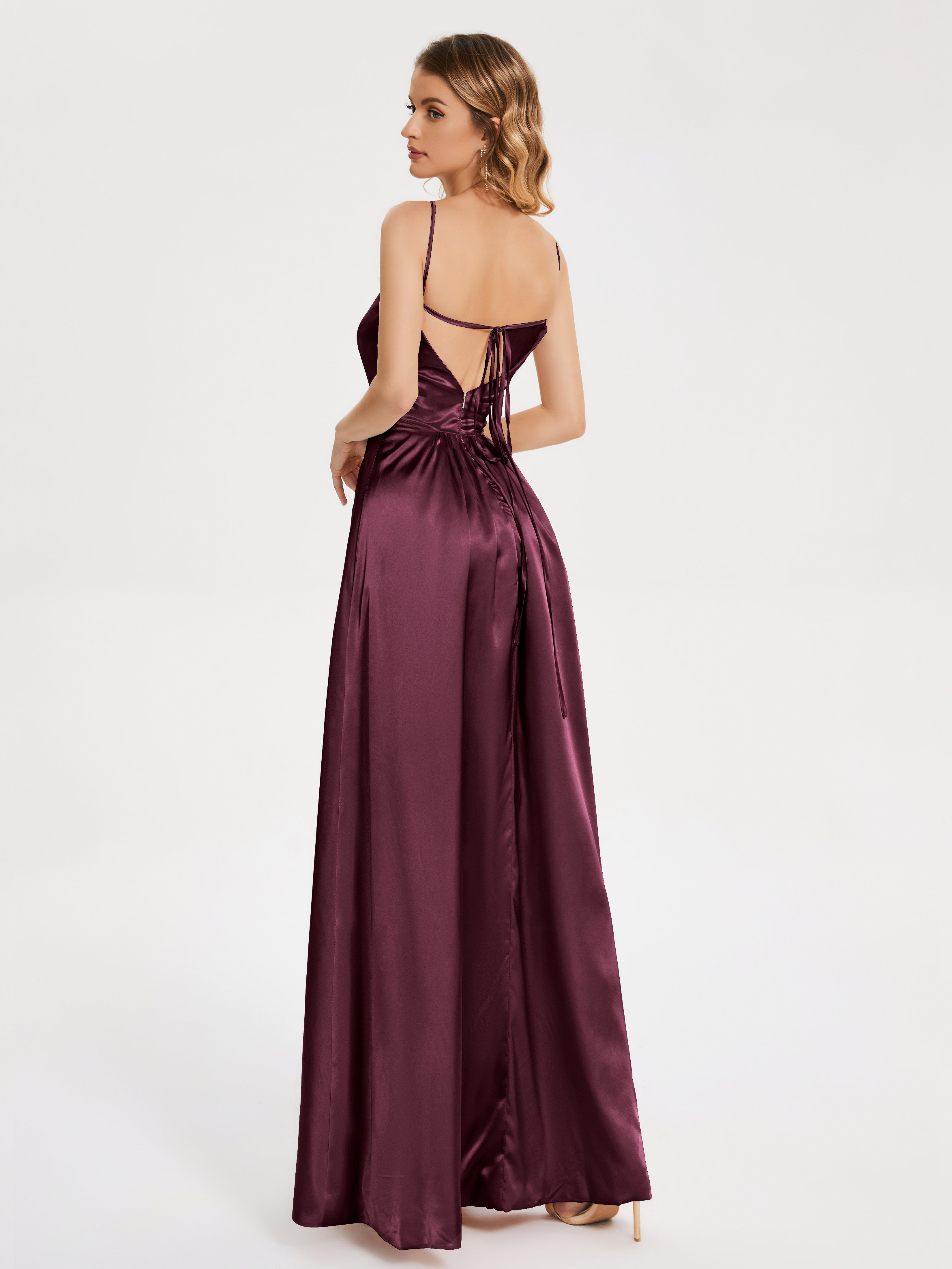 Miriam Backless Soft Satin Bridesmaid Dress with Slit