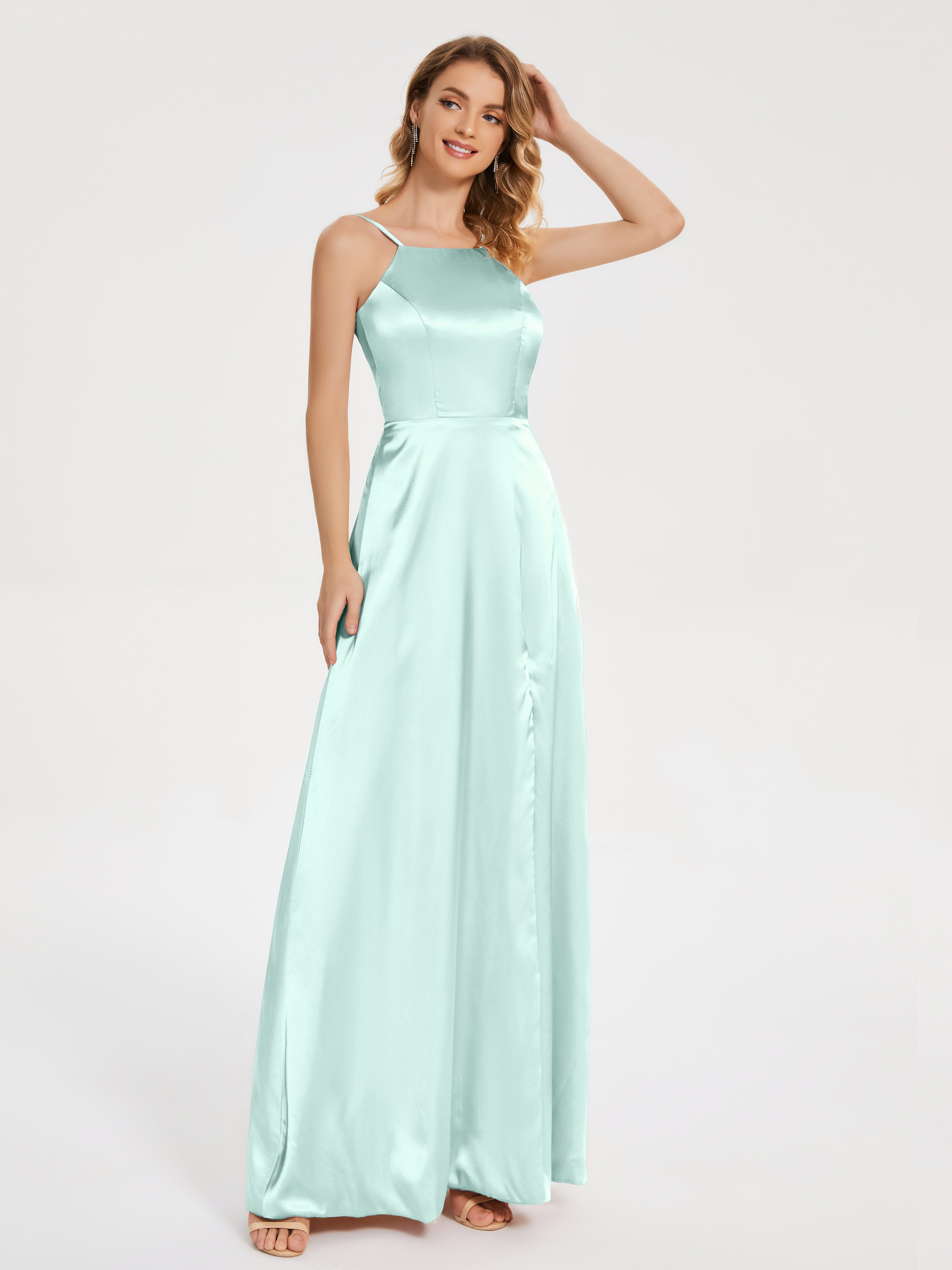 Miriam Backless Soft Satin Bridesmaid Dress with Slit