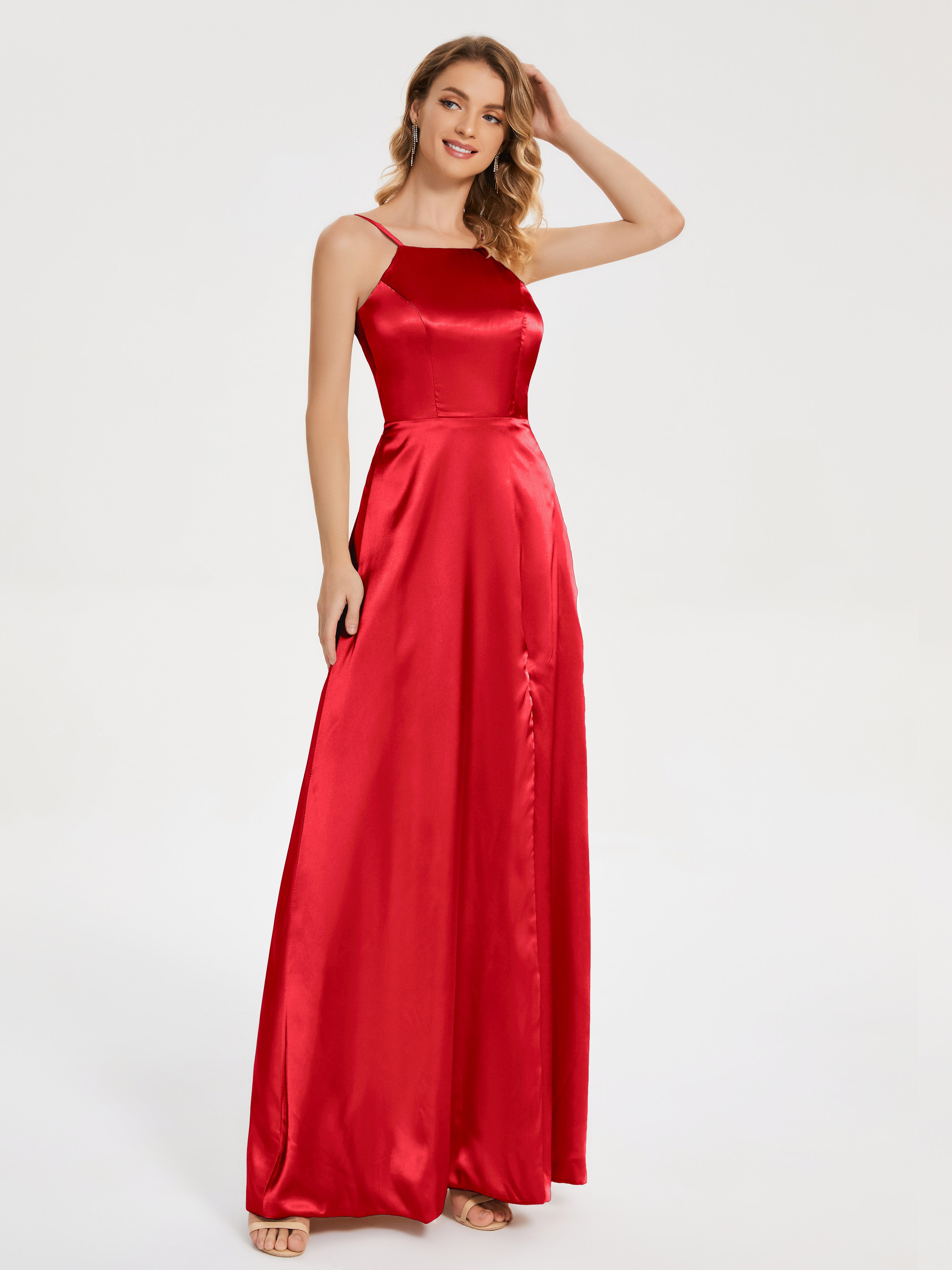 Miriam Backless Soft Satin Bridesmaid Dress with Slit