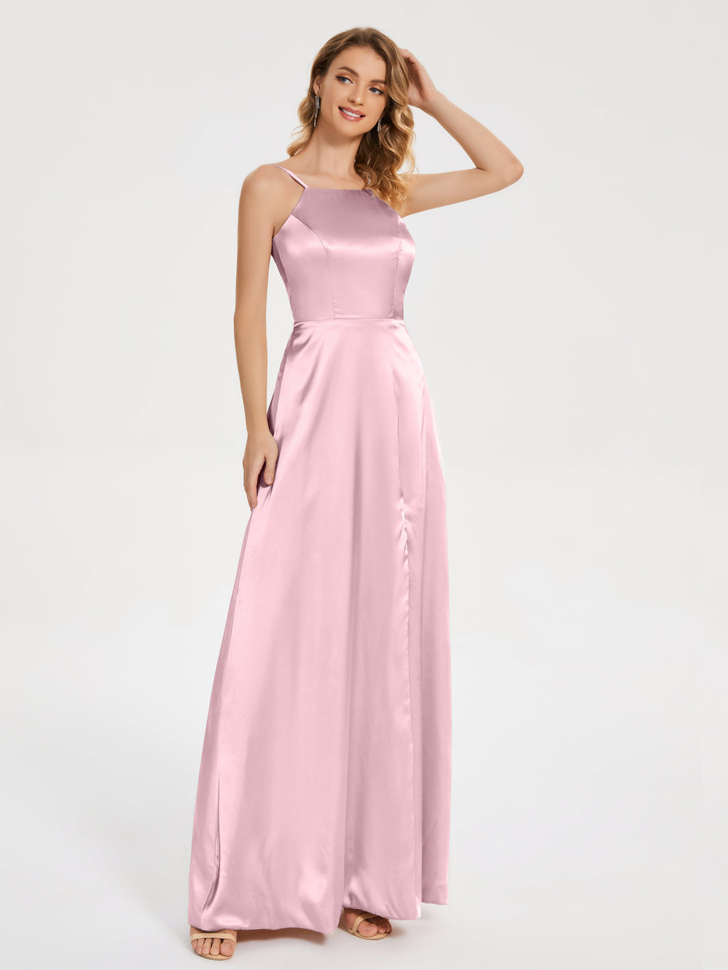 Miriam Backless Soft Satin Bridesmaid Dress with Slit