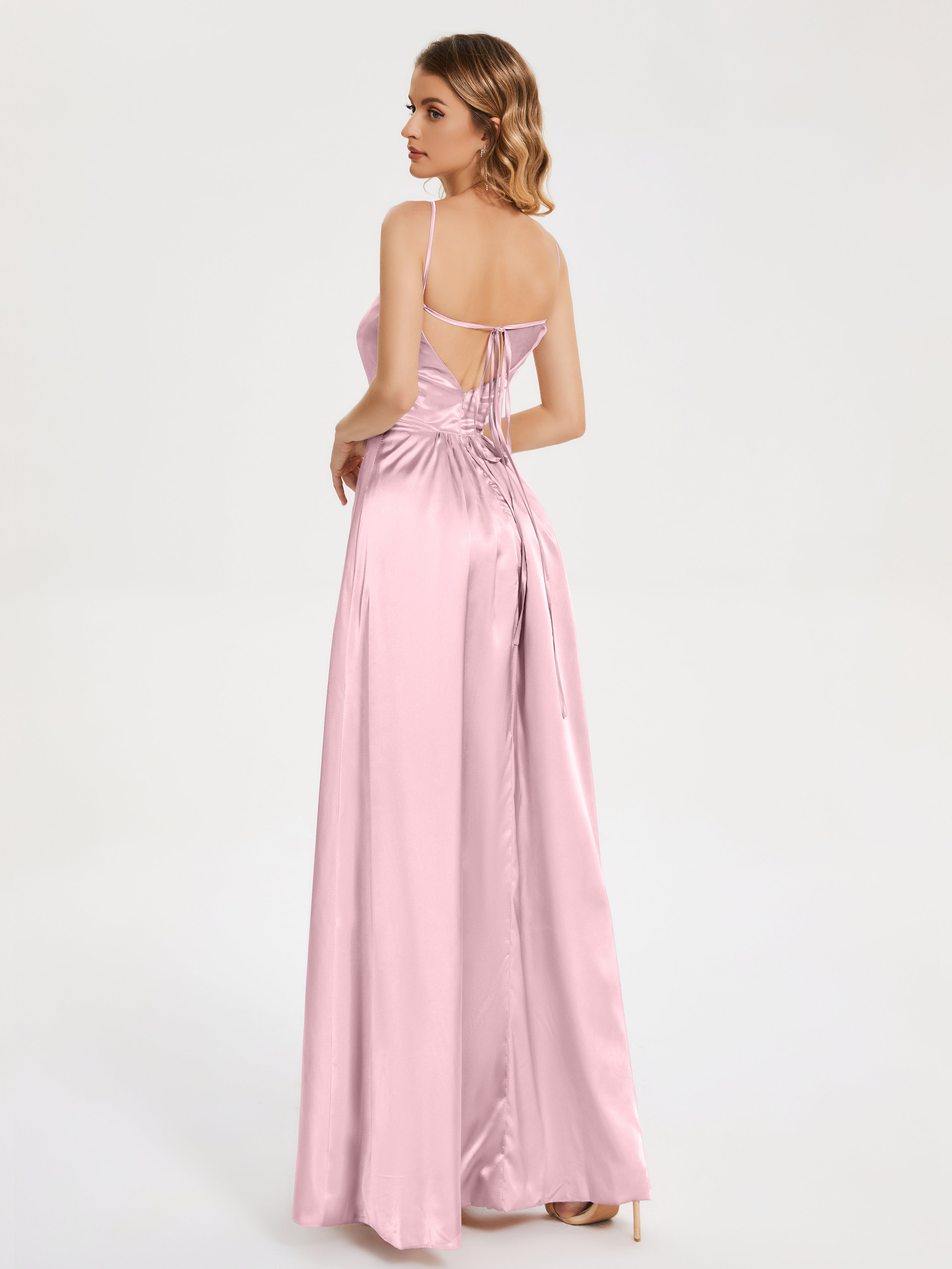 Miriam Backless Soft Satin Bridesmaid Dress with Slit