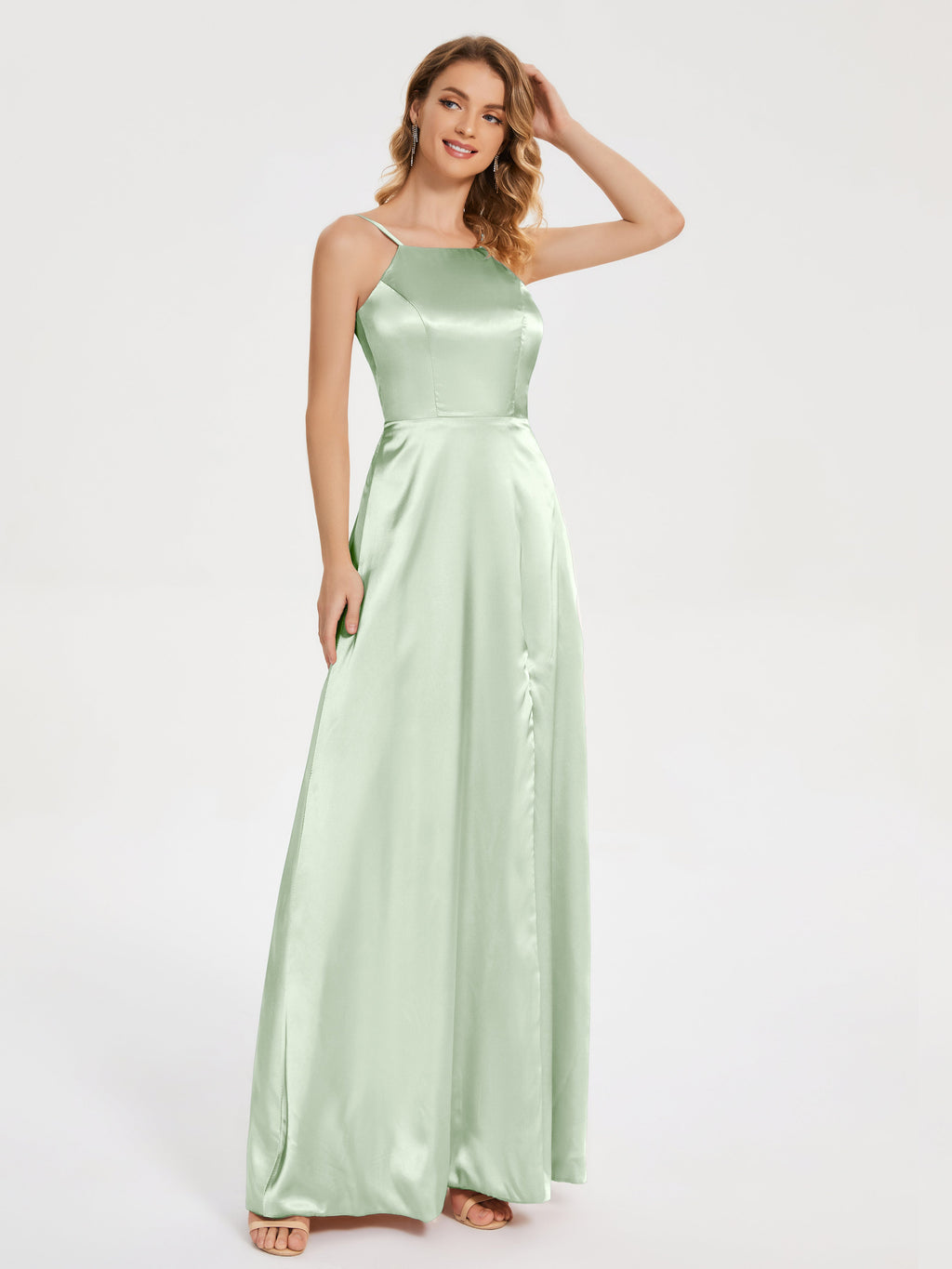 Miriam Backless Soft Satin Bridesmaid Dress with Slit
