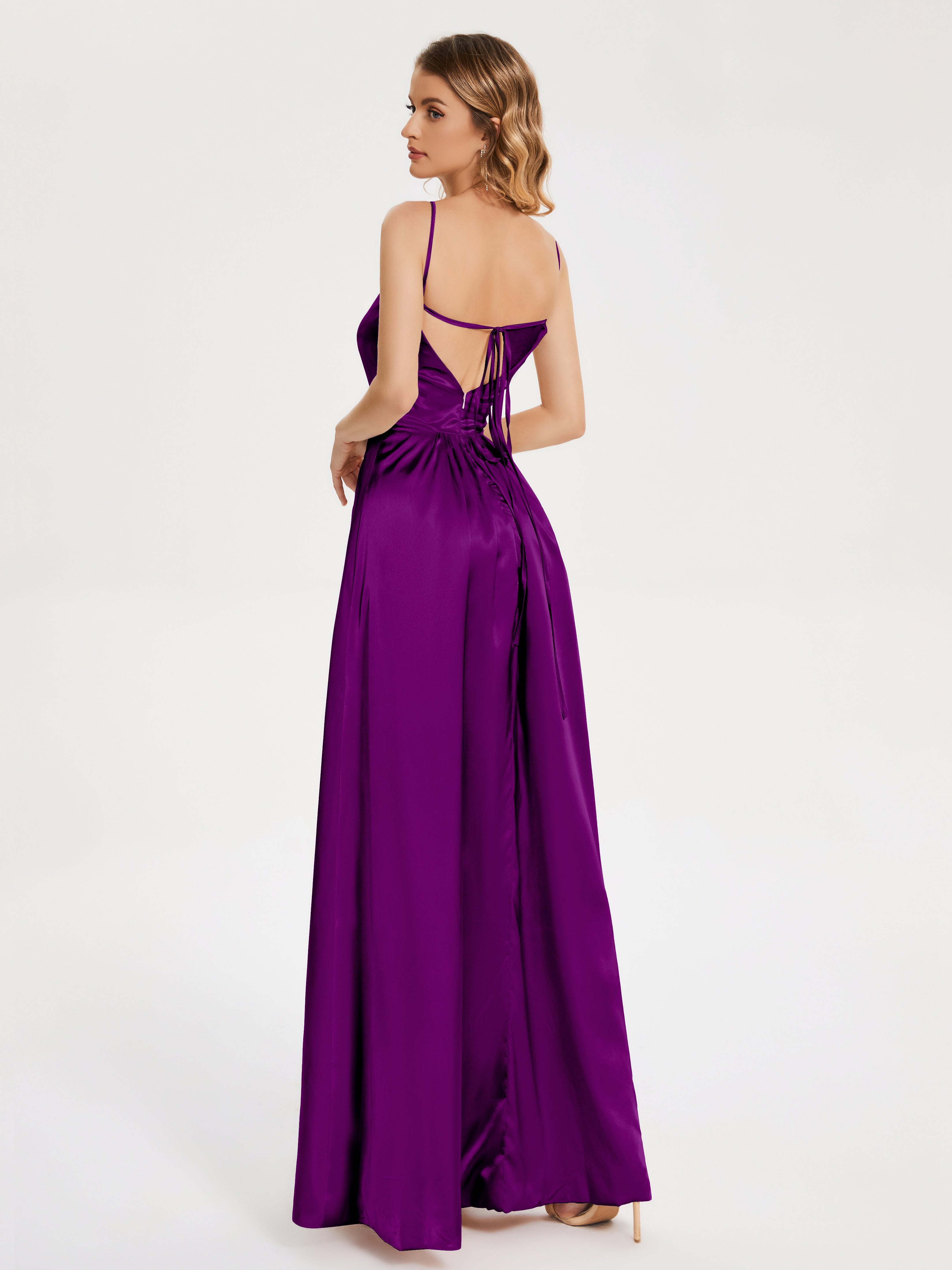 Miriam Backless Soft Satin Bridesmaid Dress with Slit