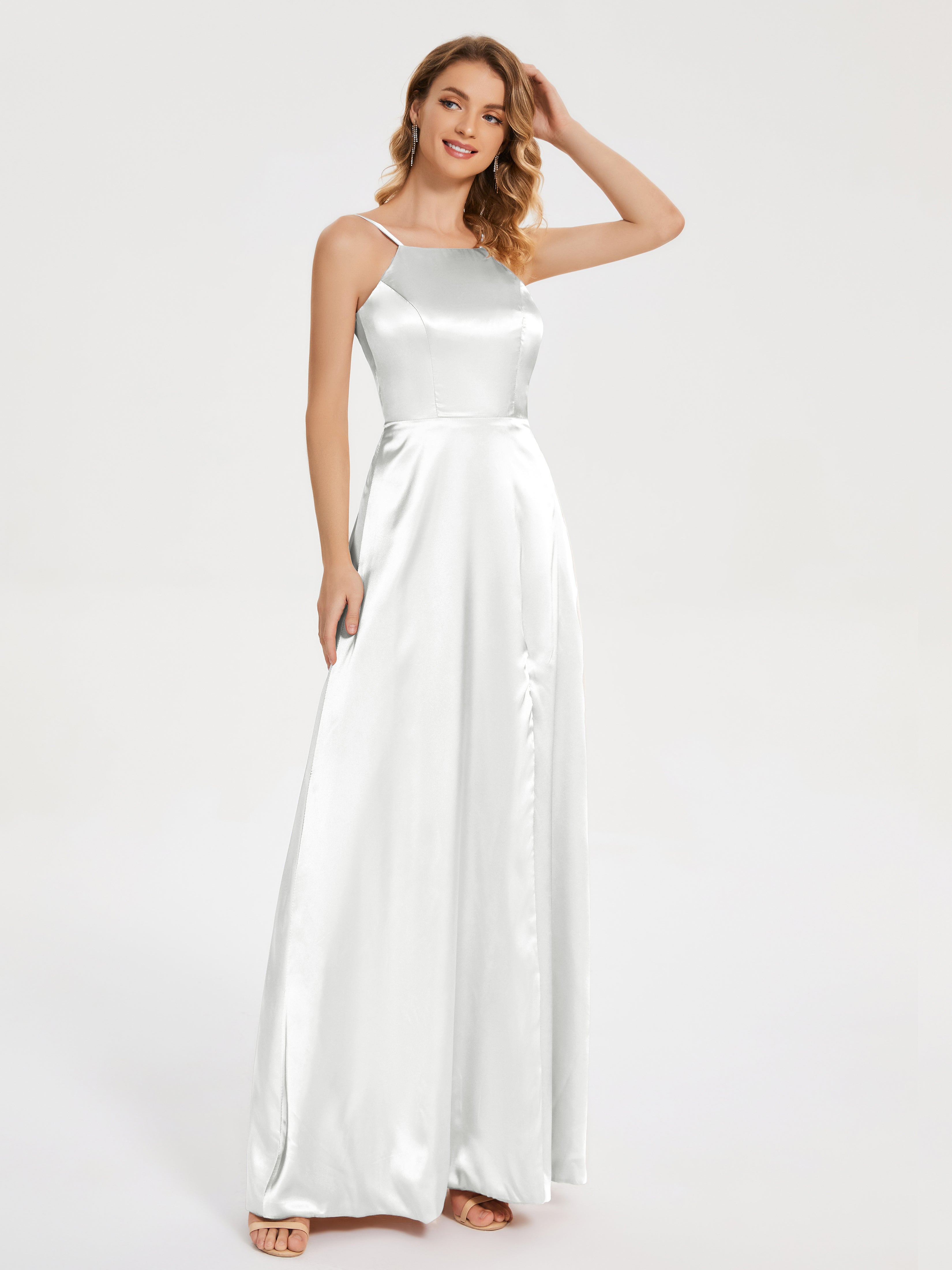 Miriam Backless Soft Satin Bridesmaid Dress with Slit
