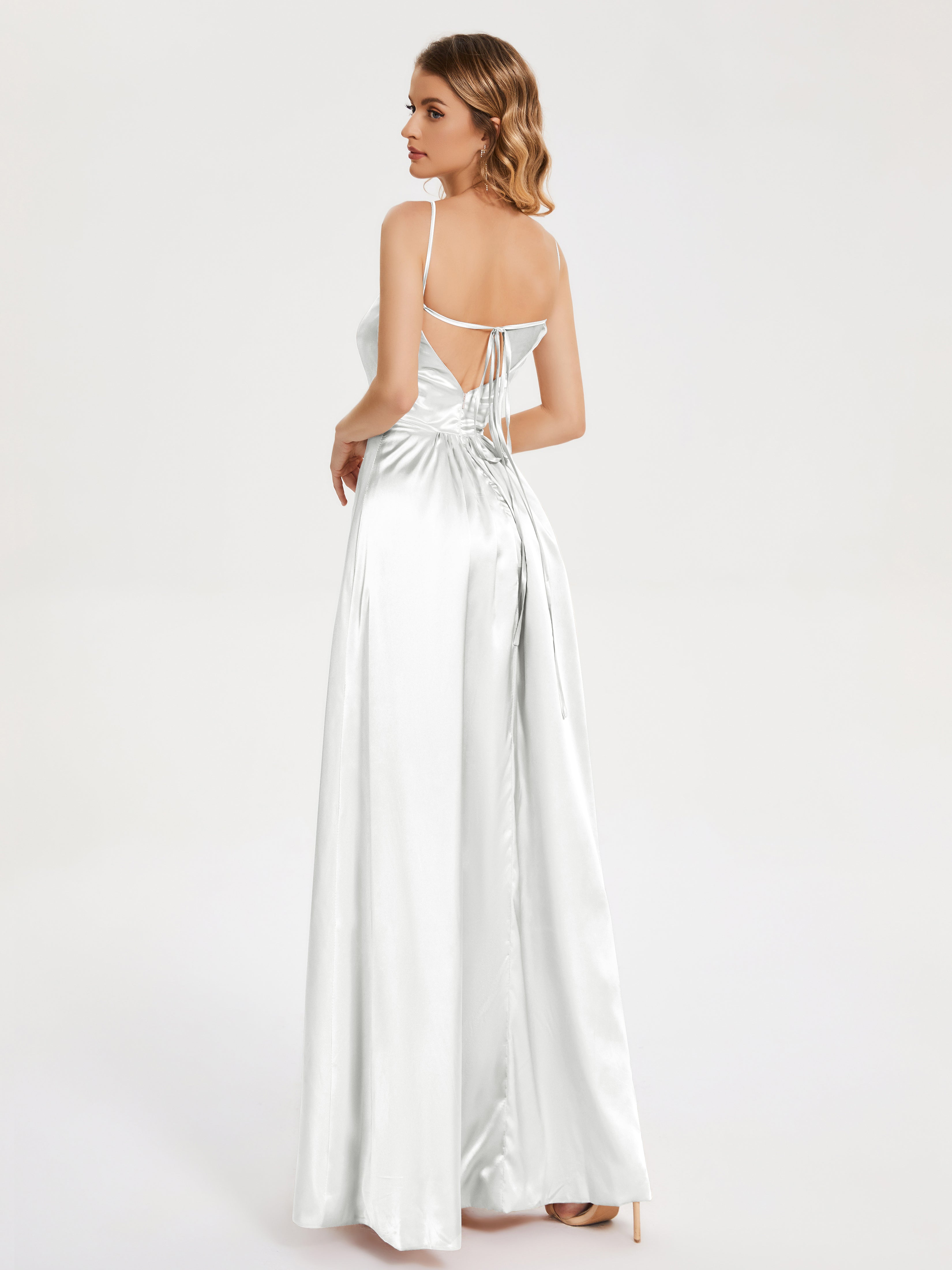Miriam Backless Soft Satin Bridesmaid Dress with Slit