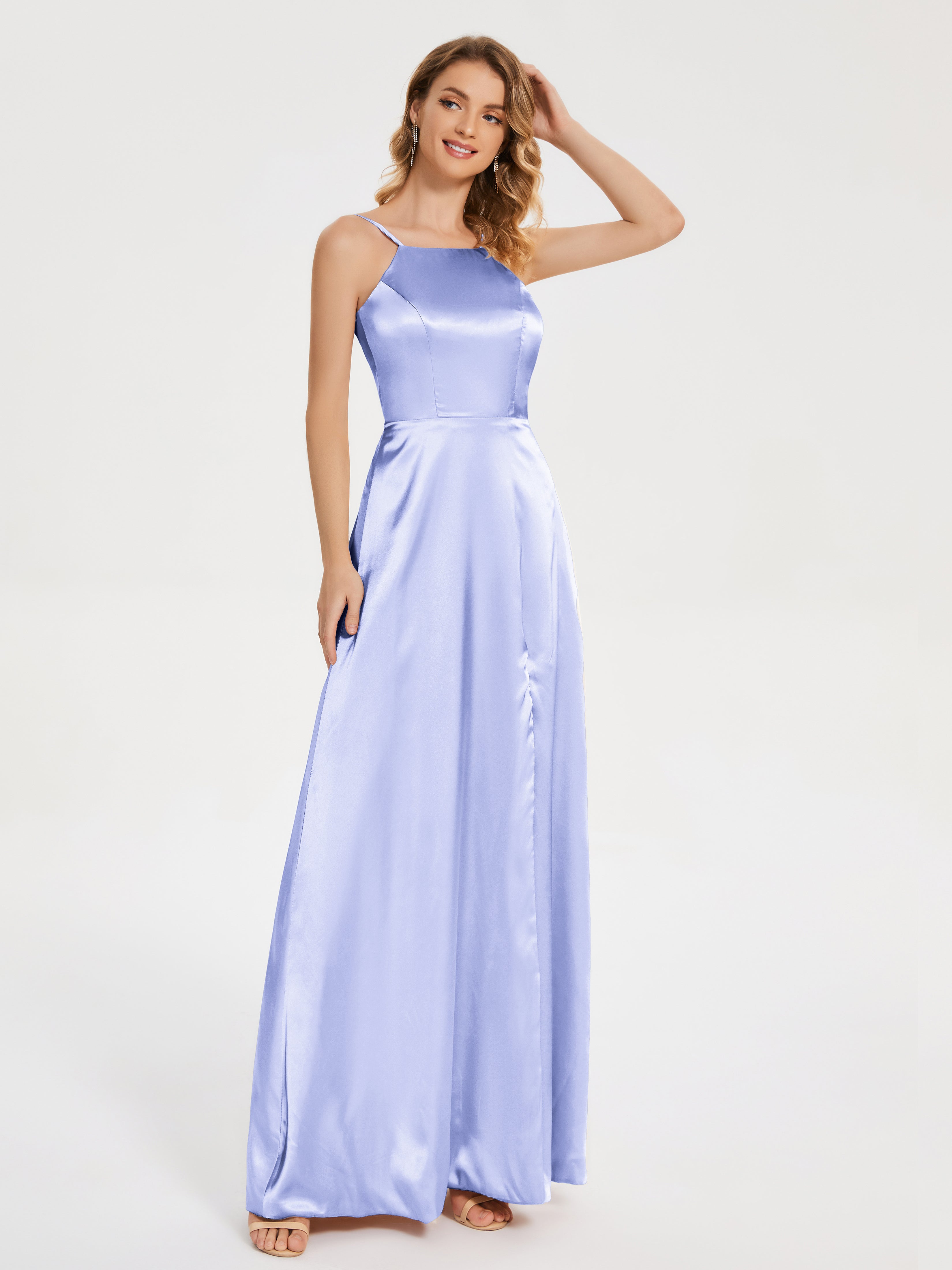Miriam Backless Soft Satin Bridesmaid Dress with Slit