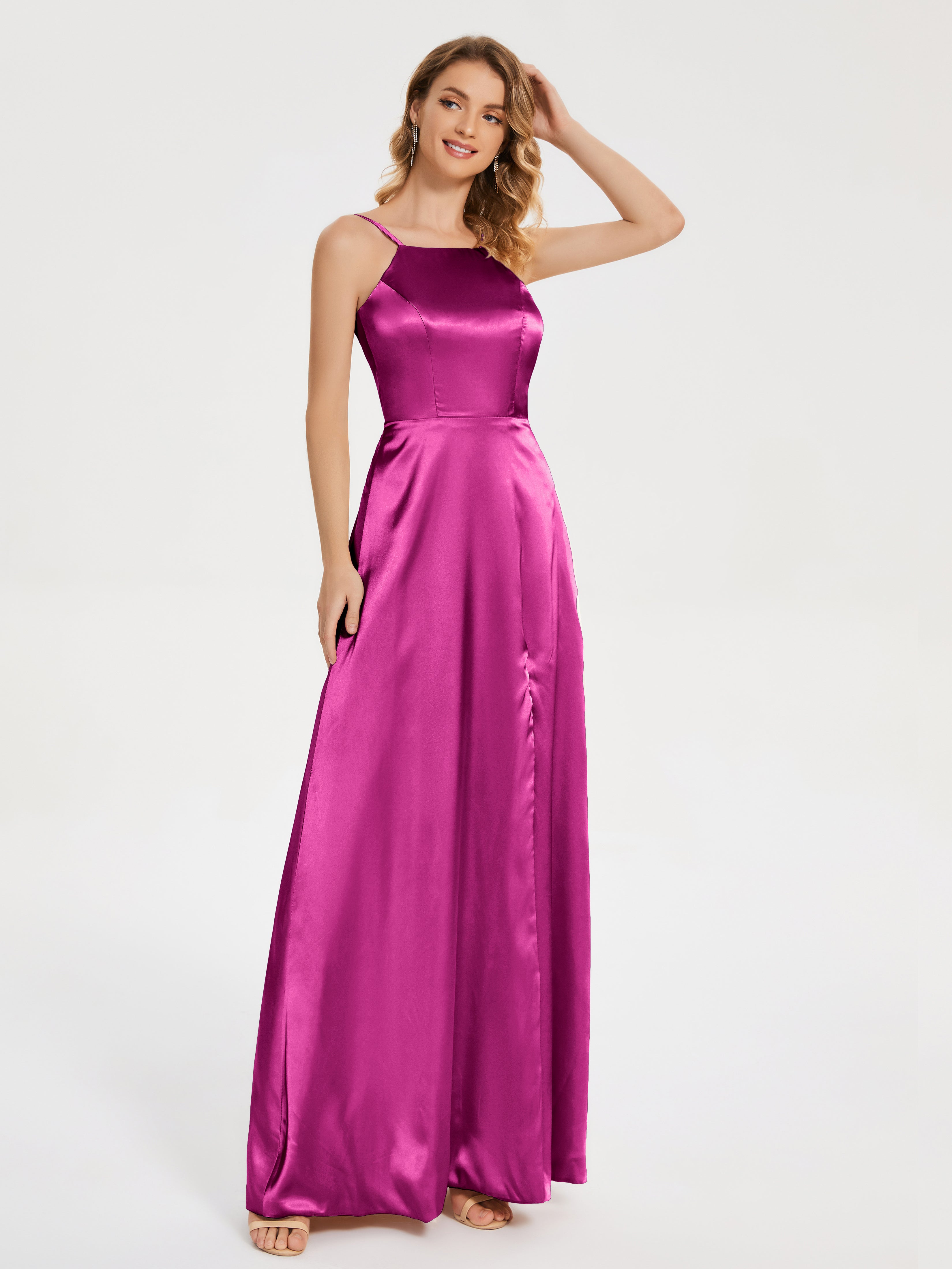 Miriam Backless Soft Satin Bridesmaid Dress with Slit