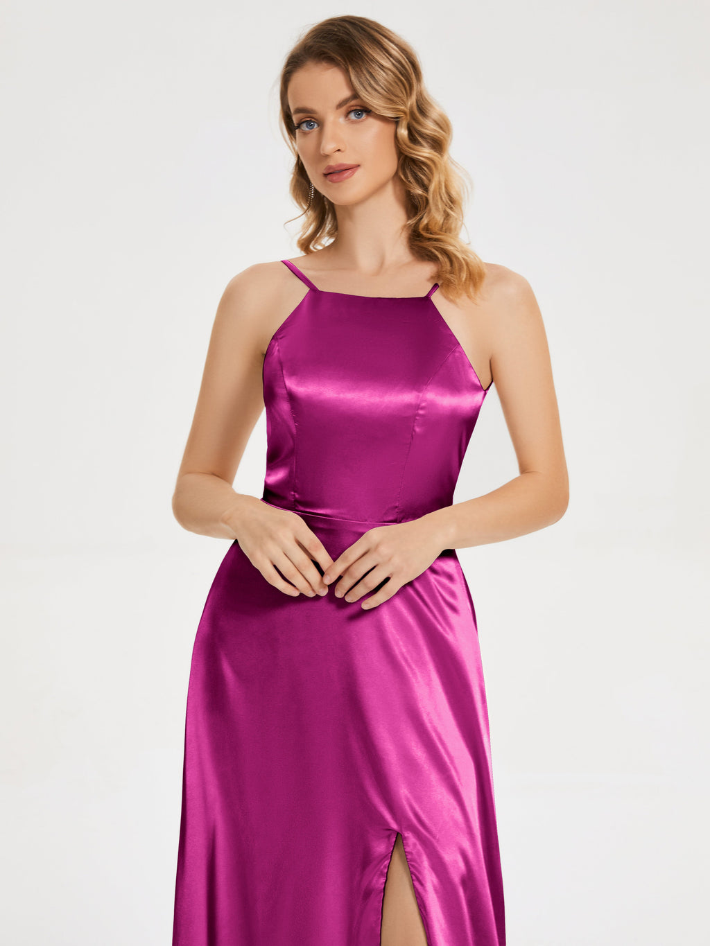 Miriam Backless Soft Satin Bridesmaid Dress with Slit