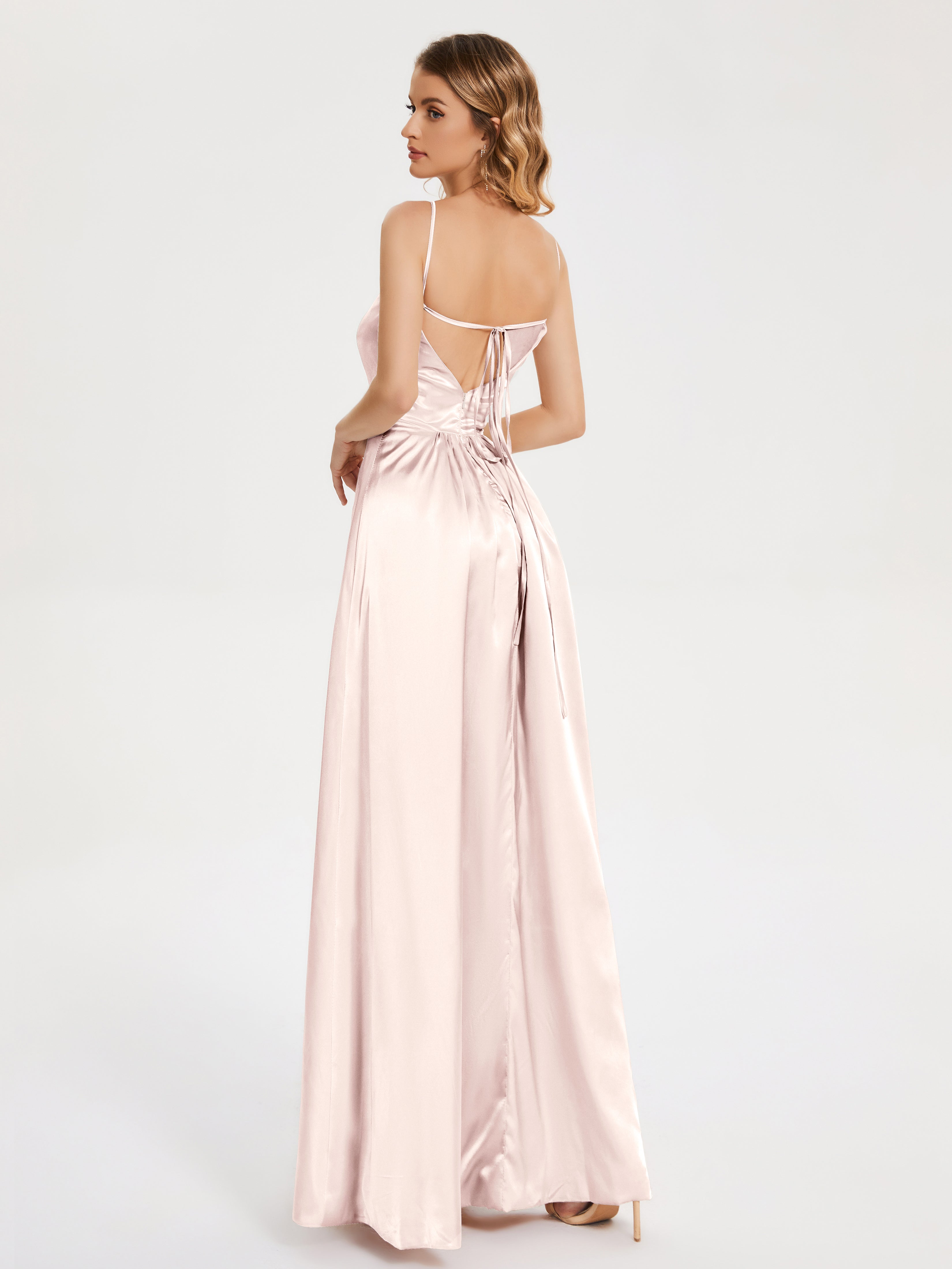 Miriam Backless Soft Satin Bridesmaid Dress with Slit