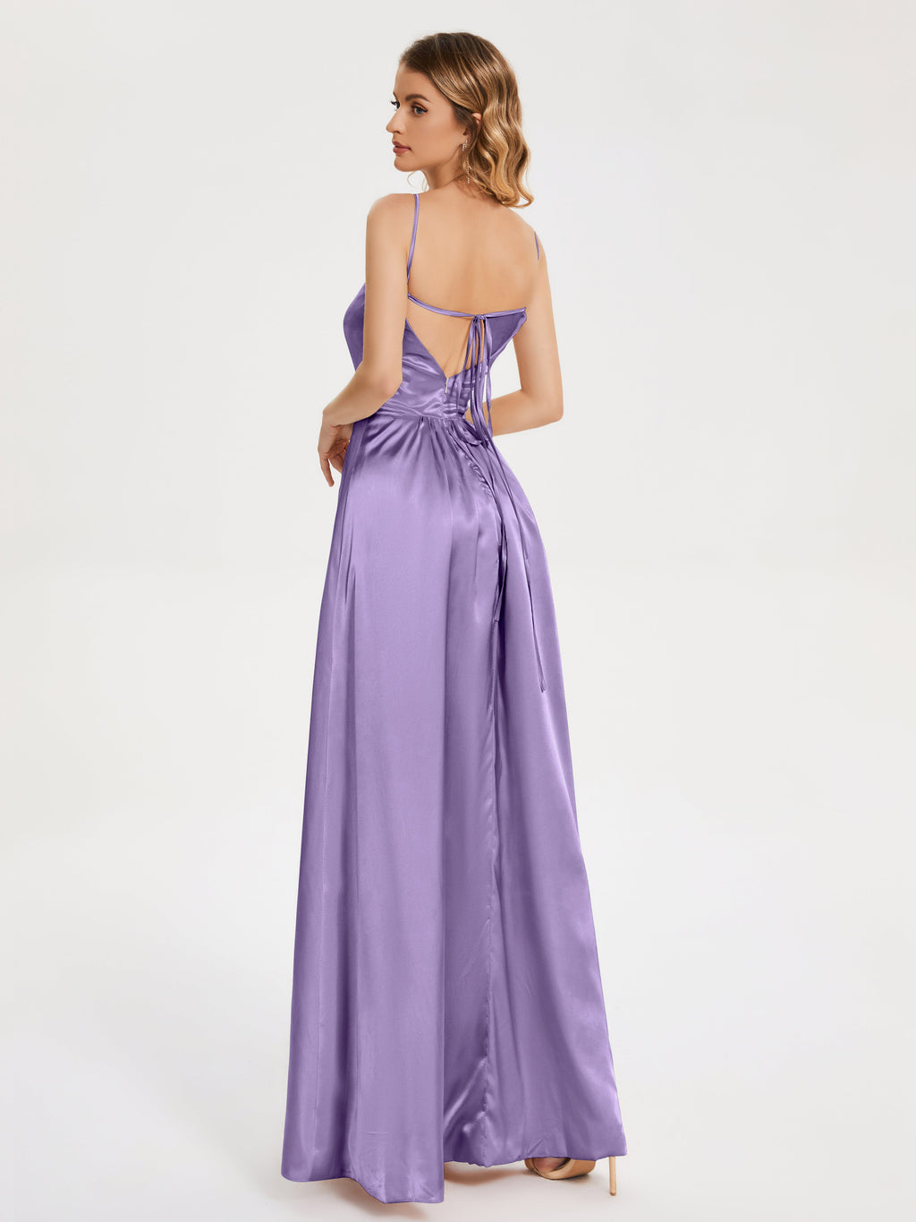 Miriam Backless Soft Satin Bridesmaid Dress with Slit
