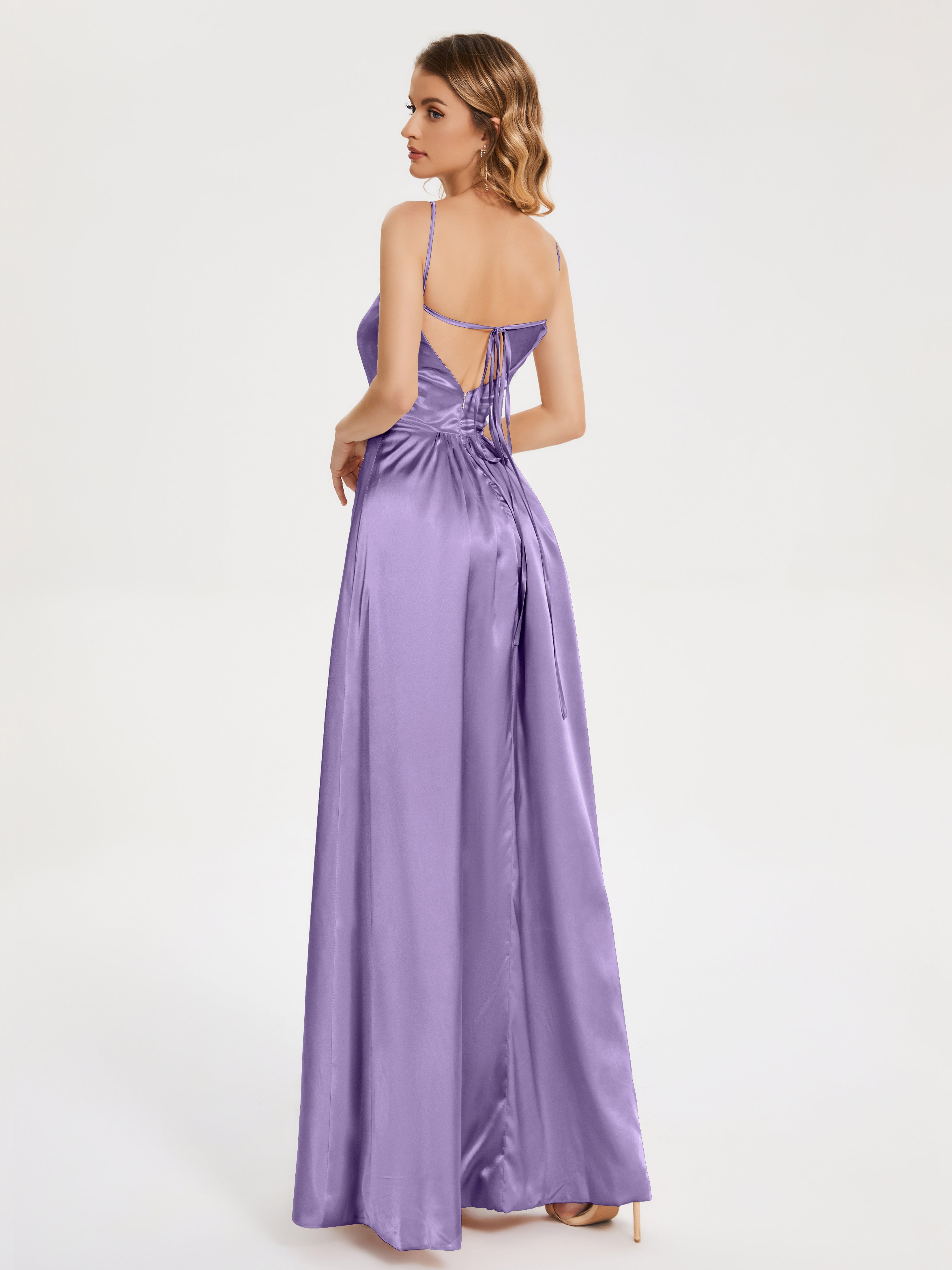 Miriam Backless Soft Satin Bridesmaid Dress with Slit
