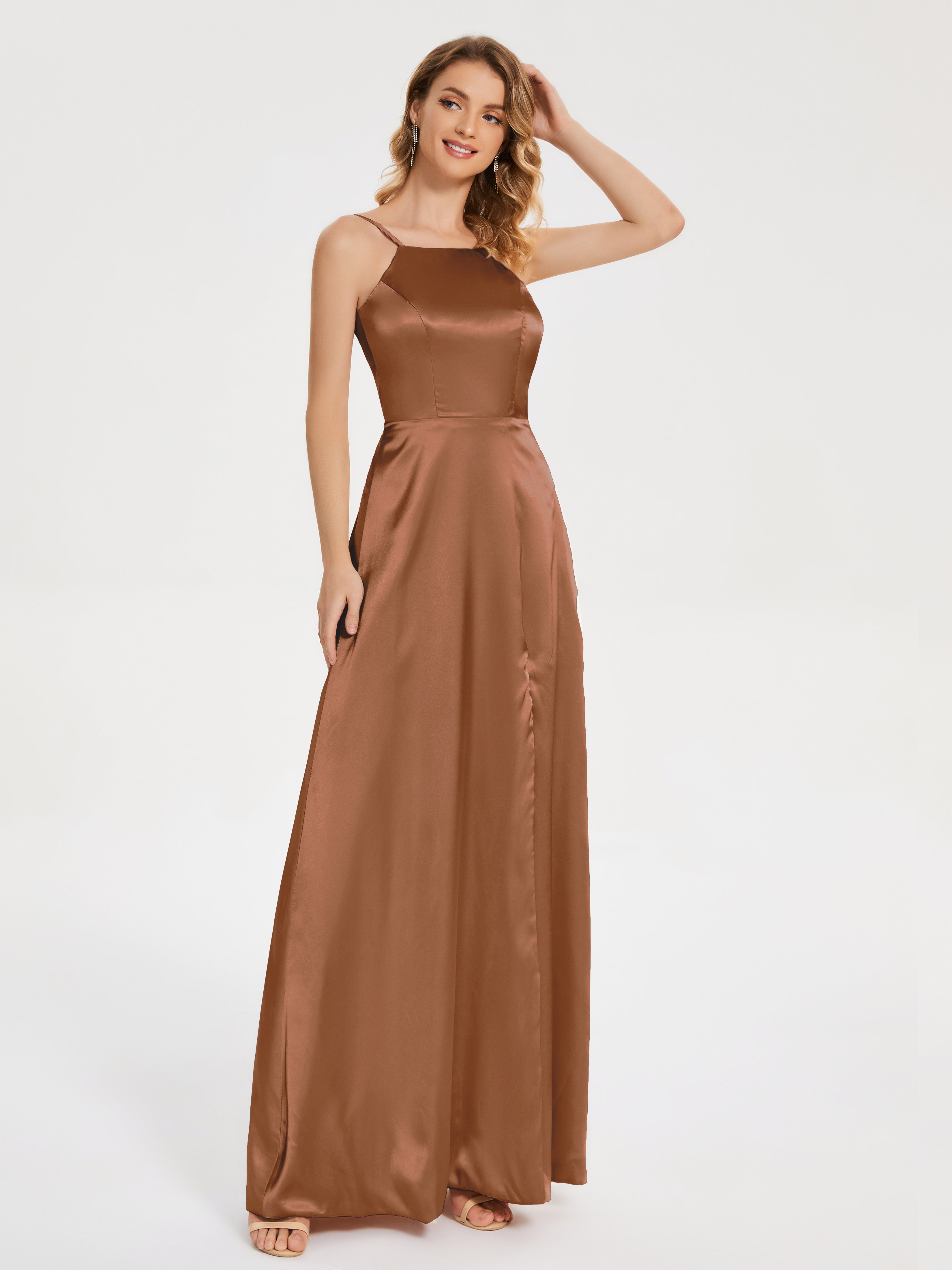 Miriam Backless Soft Satin Bridesmaid Dress with Slit