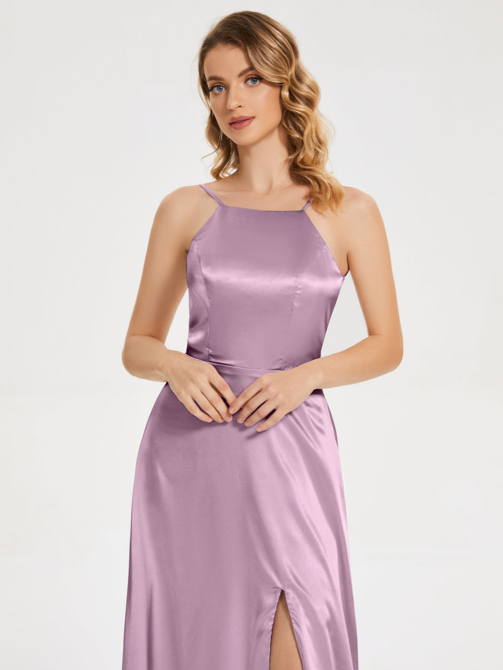 Miriam Backless Soft Satin Bridesmaid Dress with Slit
