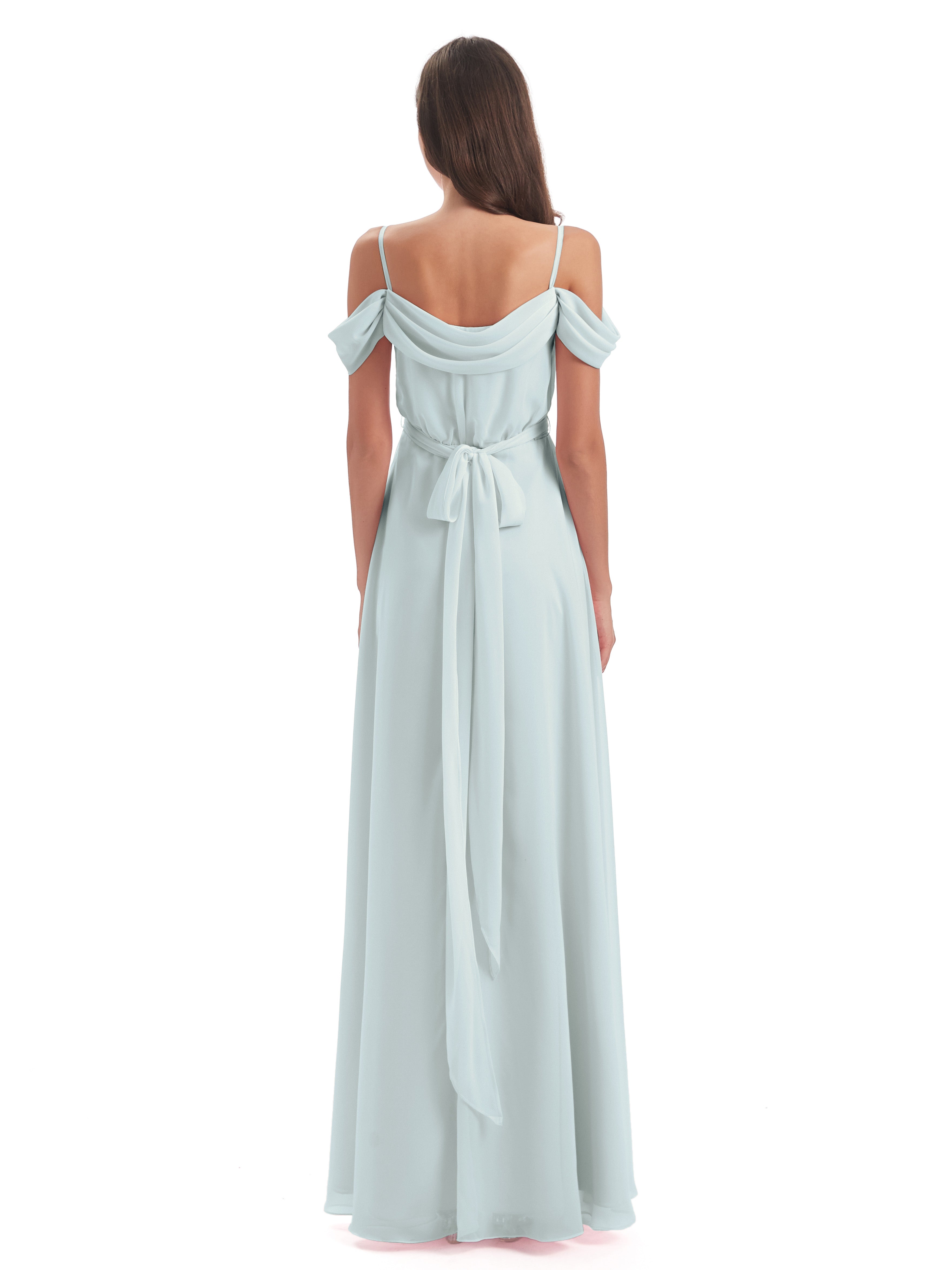 Brenna Off The Shoulder Chiffon Long Bridesmaid Dresses