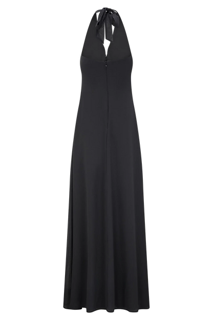 Malakhai Chiffon Halter Maxi Dress - Black