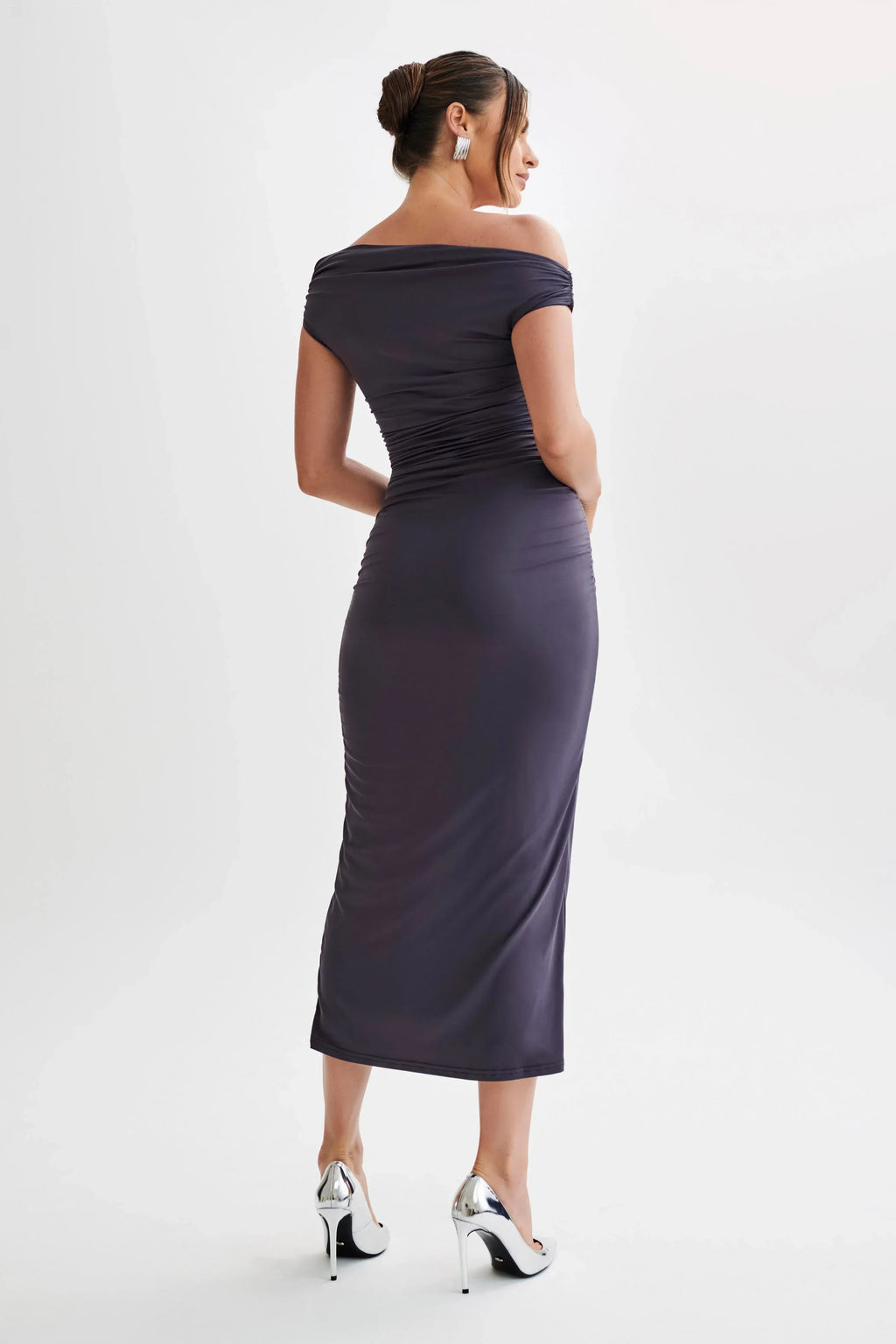 Alayna Recycled Nylon Midi Dress - Charcoal