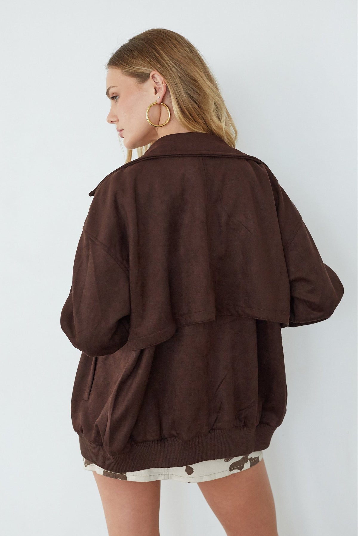 Cassie Suede Bomber Jacket