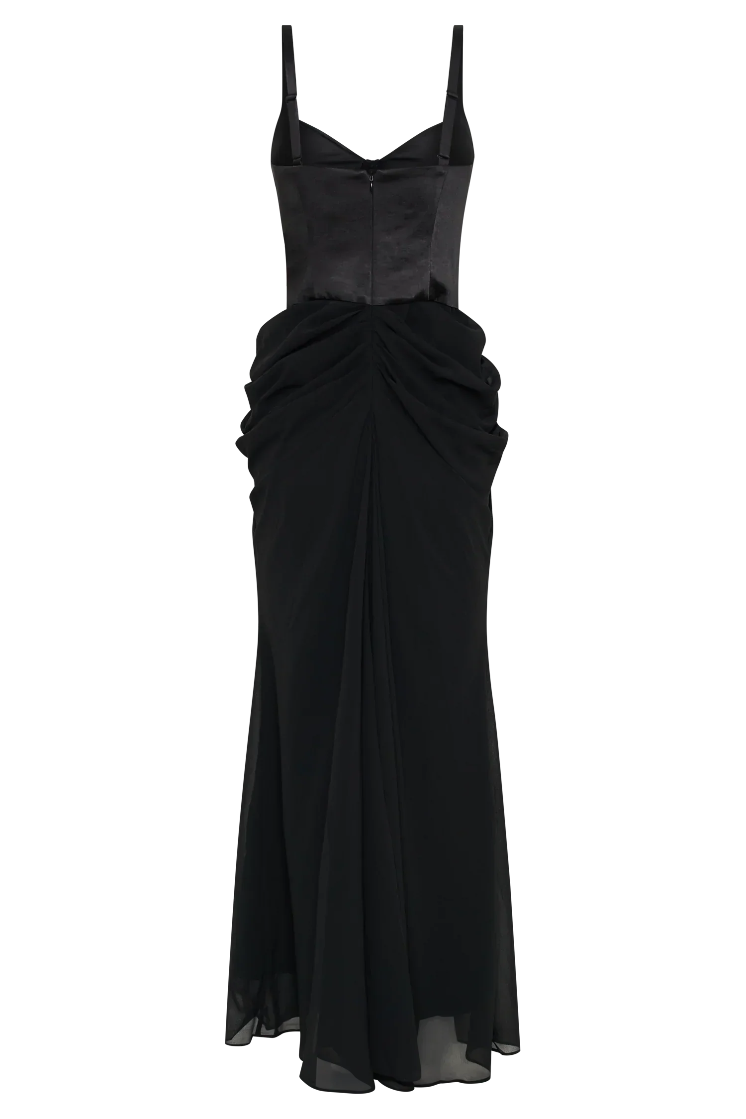 Leila Satin Corset Maxi Dress - Black