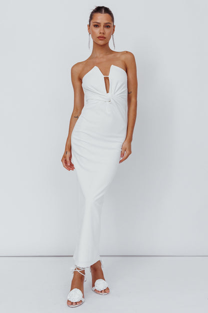 Deonne Twist Waist Midi Dress White