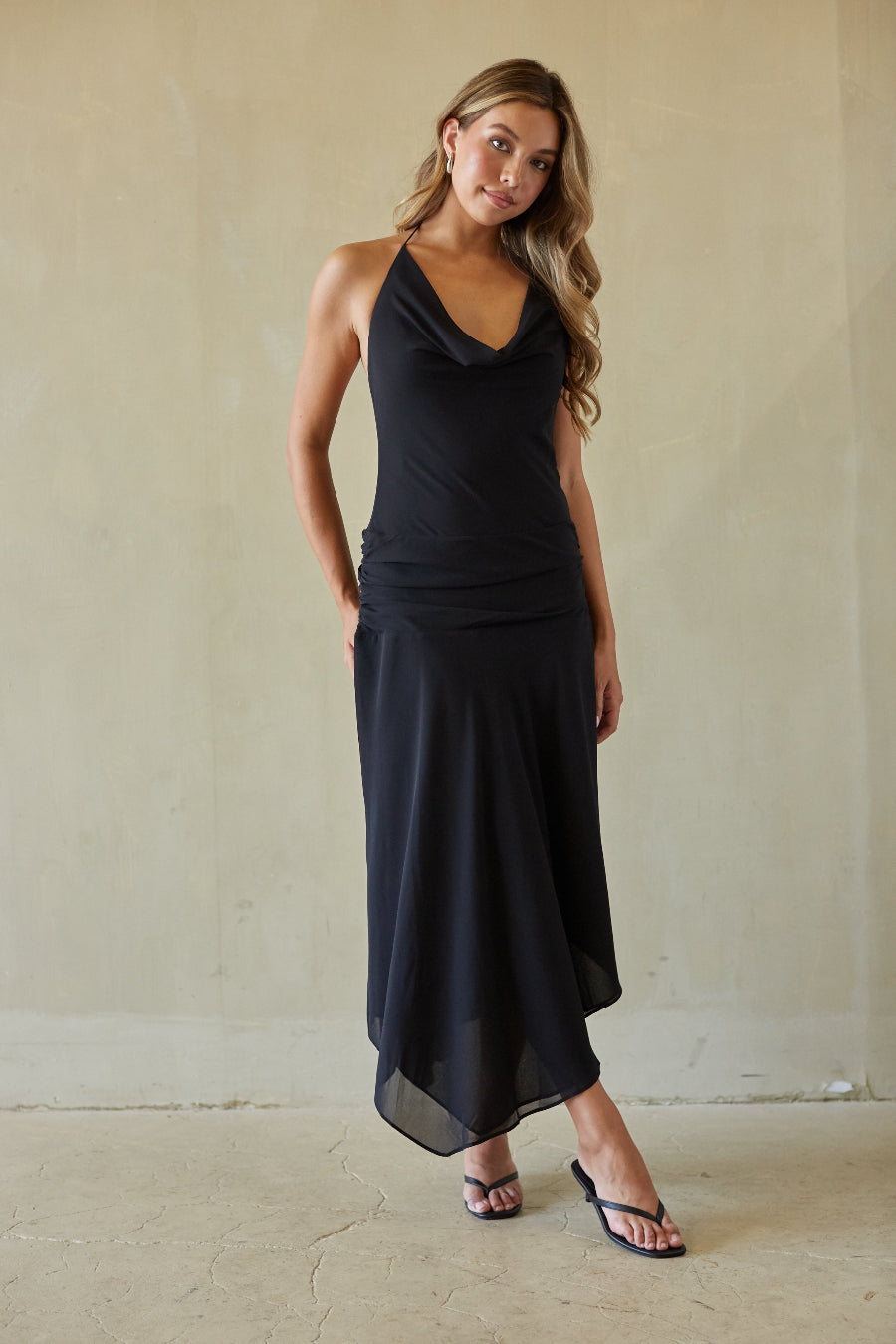 Cora Chiffon Halter Midi Dress