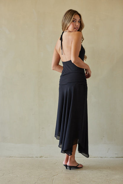 Cora Chiffon Halter Midi Dress