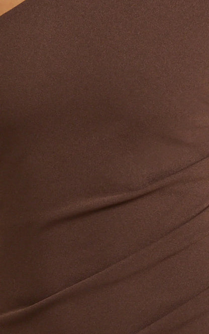 Criselda Maxi Dress One Shoulder Maxi Dress in Chocolate