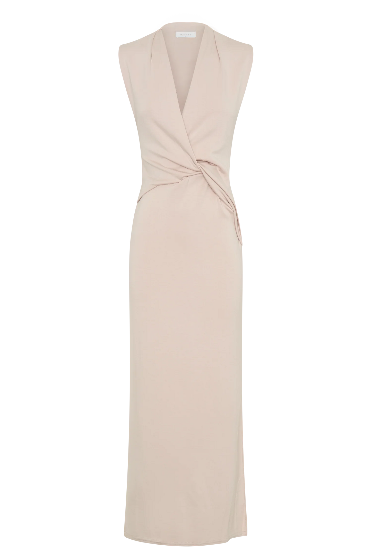 Lorelei Crepe Twist Midi Dress - Taupe