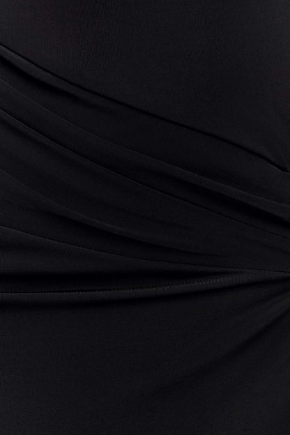 Deanna Long Sleeve Gathered Maxi Dress - Black