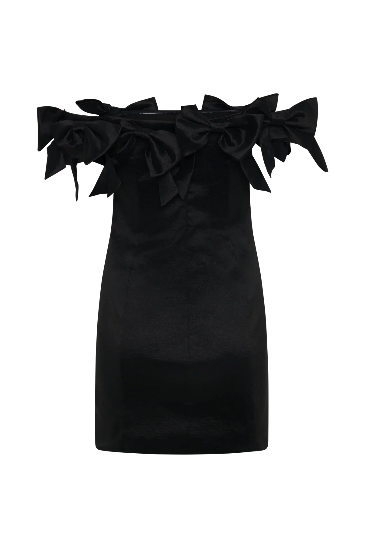 Rose Strapless Bow Mini Dress - Black