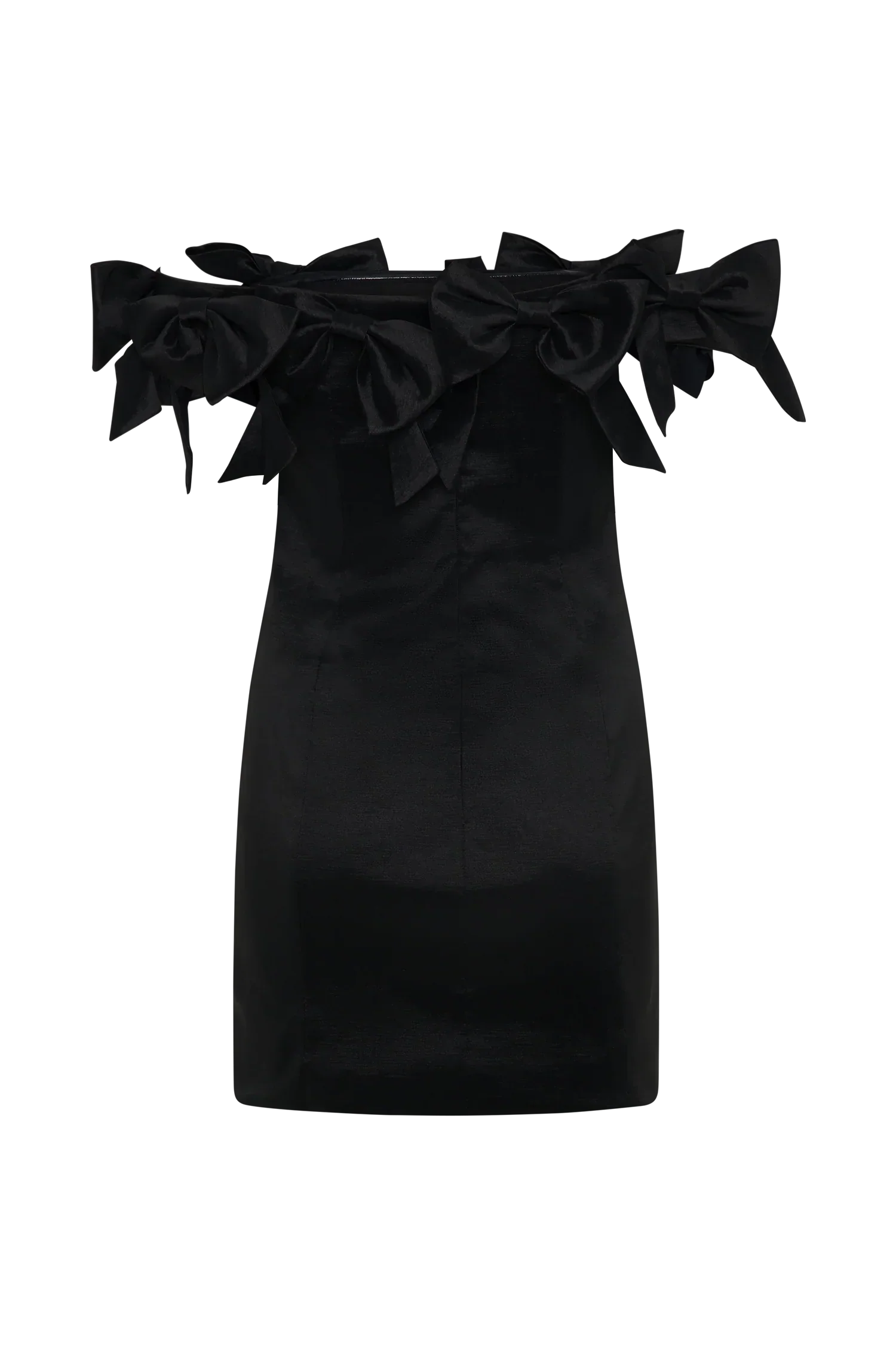 Rose Strapless Bow Mini Dress - Black