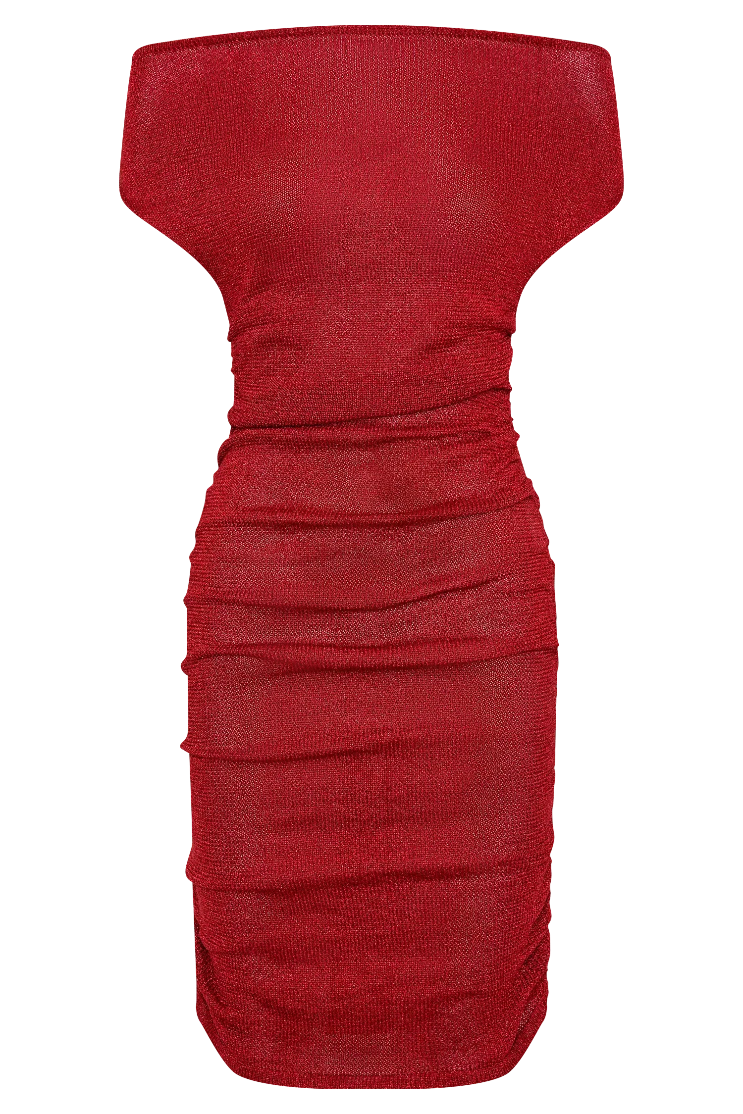 Pasha Off Shoulder Knit Mini Dress - Red