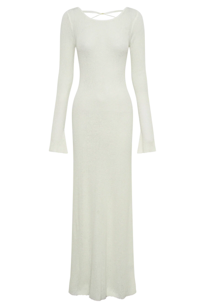 Talia Maxi Open Back Knit Dress - Ivory