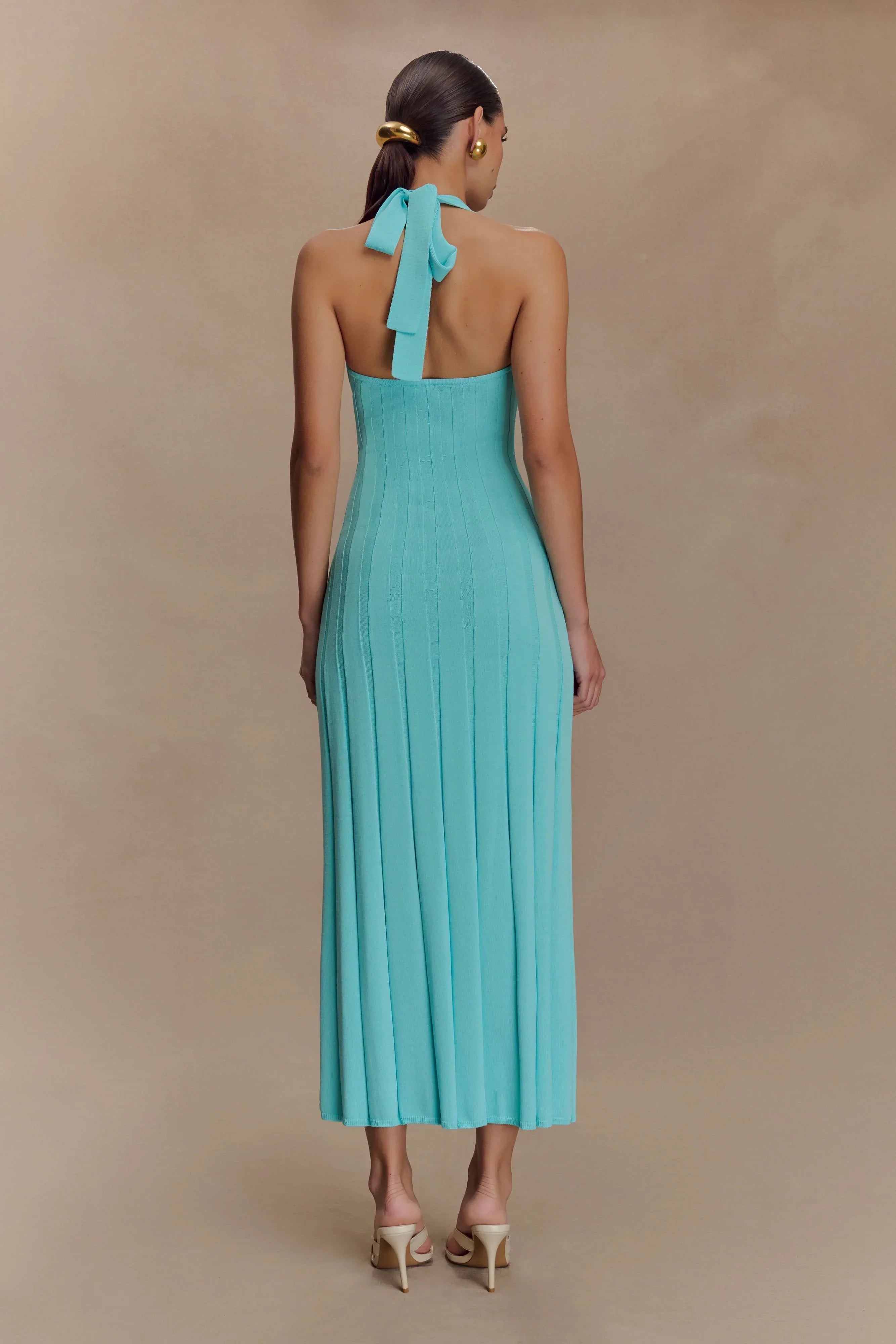 Jacqui Halter Knit Midi Dress - Cyan Blue