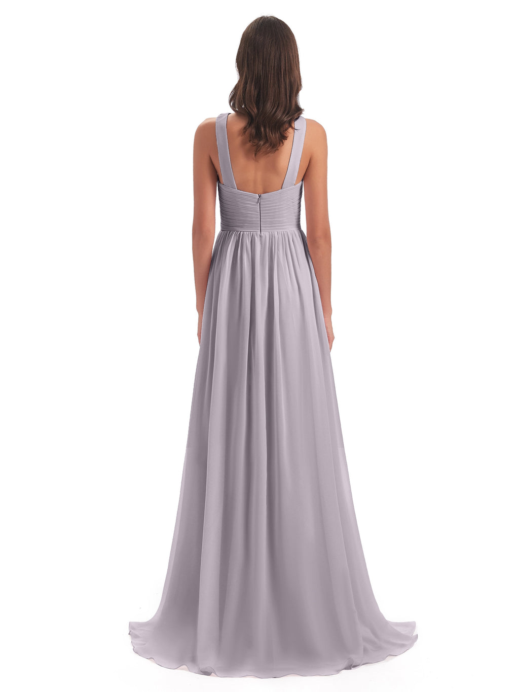 Desiree A-line Sweep Train Chiffon Long Bridesmaid Dresses