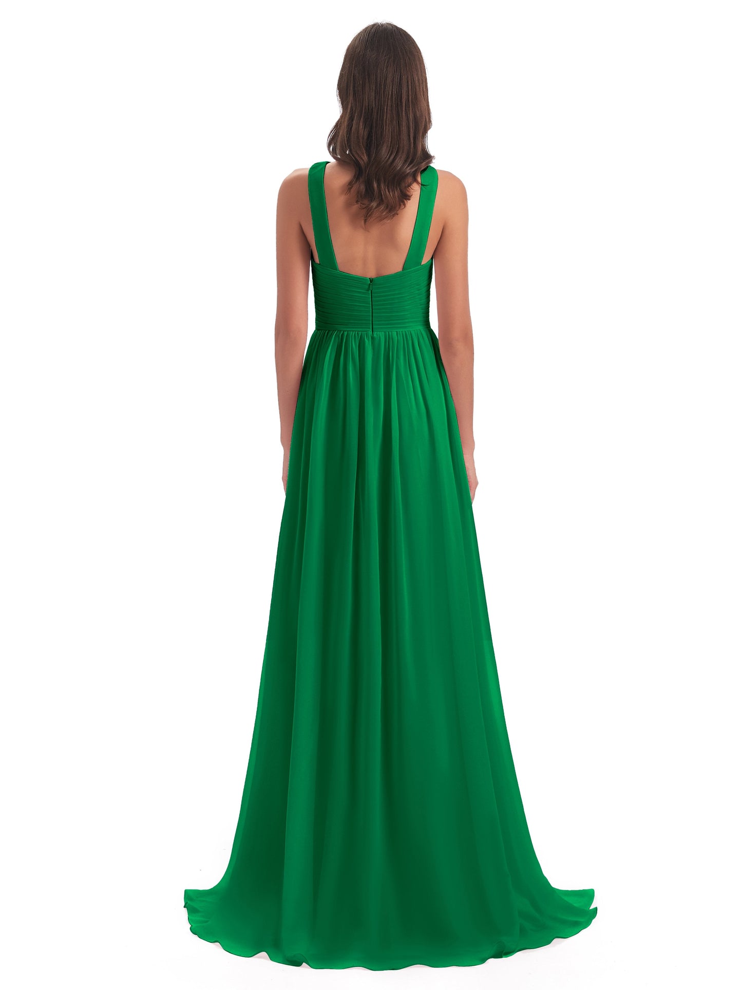 Desiree A-line Sweep Train Chiffon Long Bridesmaid Dresses