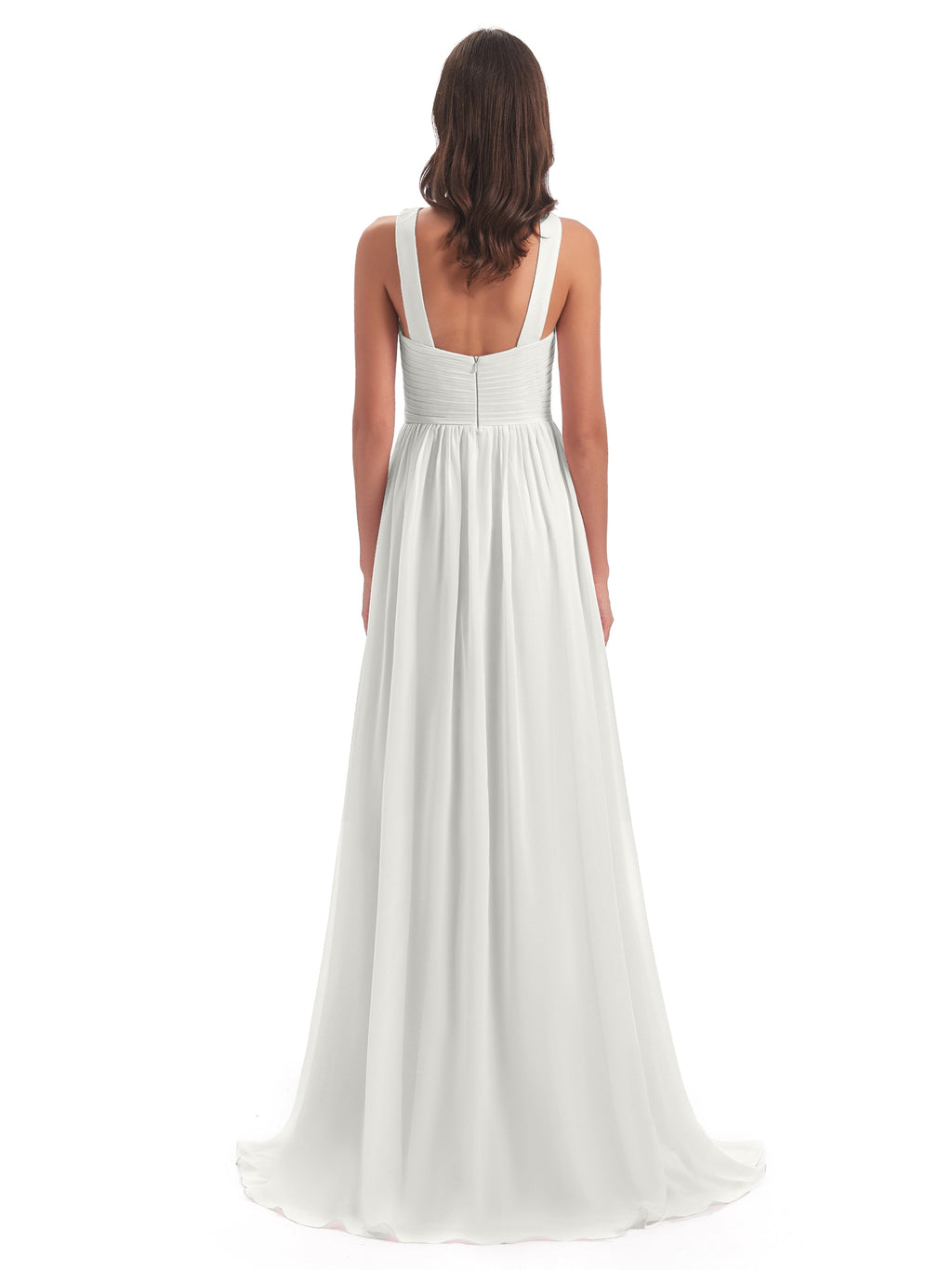 Desiree A-line Sweep Train Chiffon Long Bridesmaid Dresses