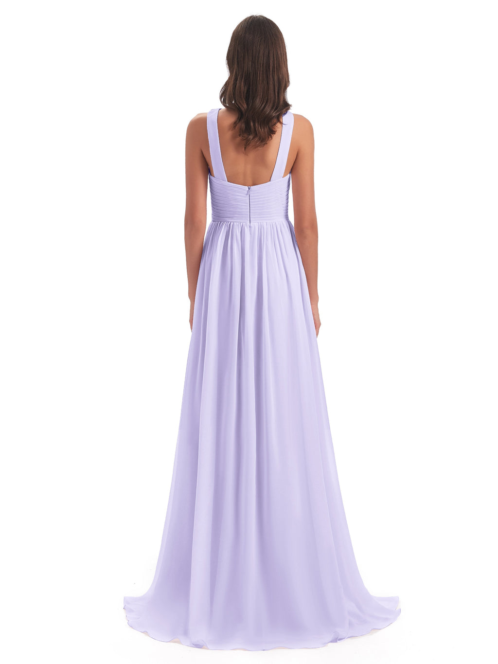 Desiree A-line Sweep Train Chiffon Long Bridesmaid Dresses